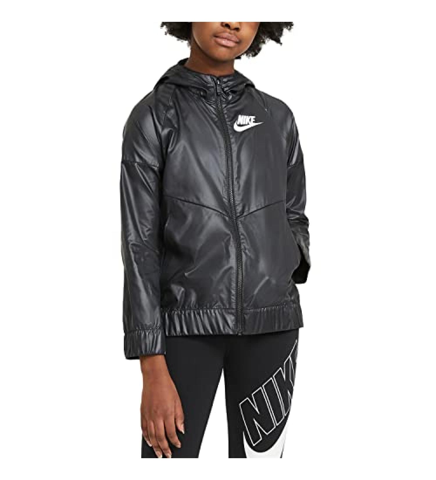 Nike Sportswear Windrunner Big Kids' Girls' Windbreaker Jacket - Black/White - Size Medium - Buy Online on GoSupps.com