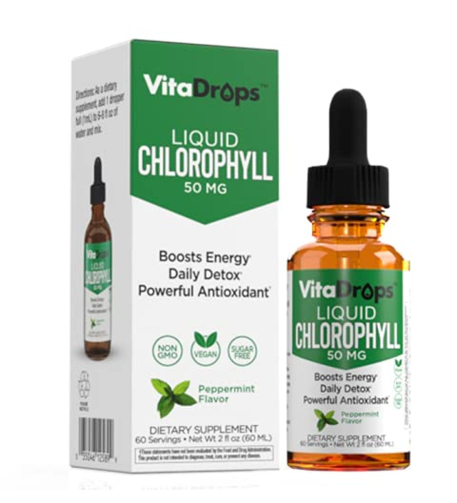Vita Drops Liquid Chlorophyll - Weight Loss & Detox Support - Peppermint Flavor - 2 Fl Oz - Buy Online on GoSupps.com