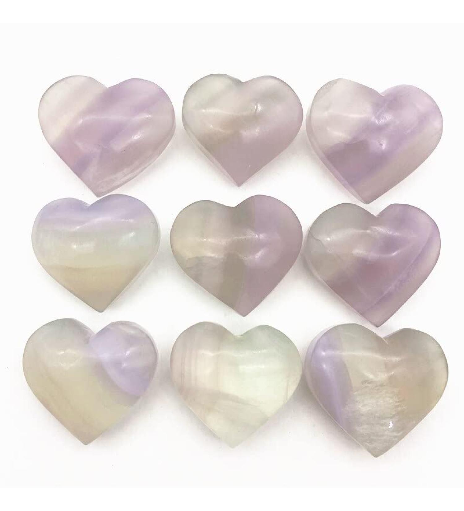 1PC Natural Fluorite Heart Shaped Quartz Crystal Home Decoration Palm Stones Natural Stones and Crystals Stone Mineral Specimen - Buy Online on GoSupps.com