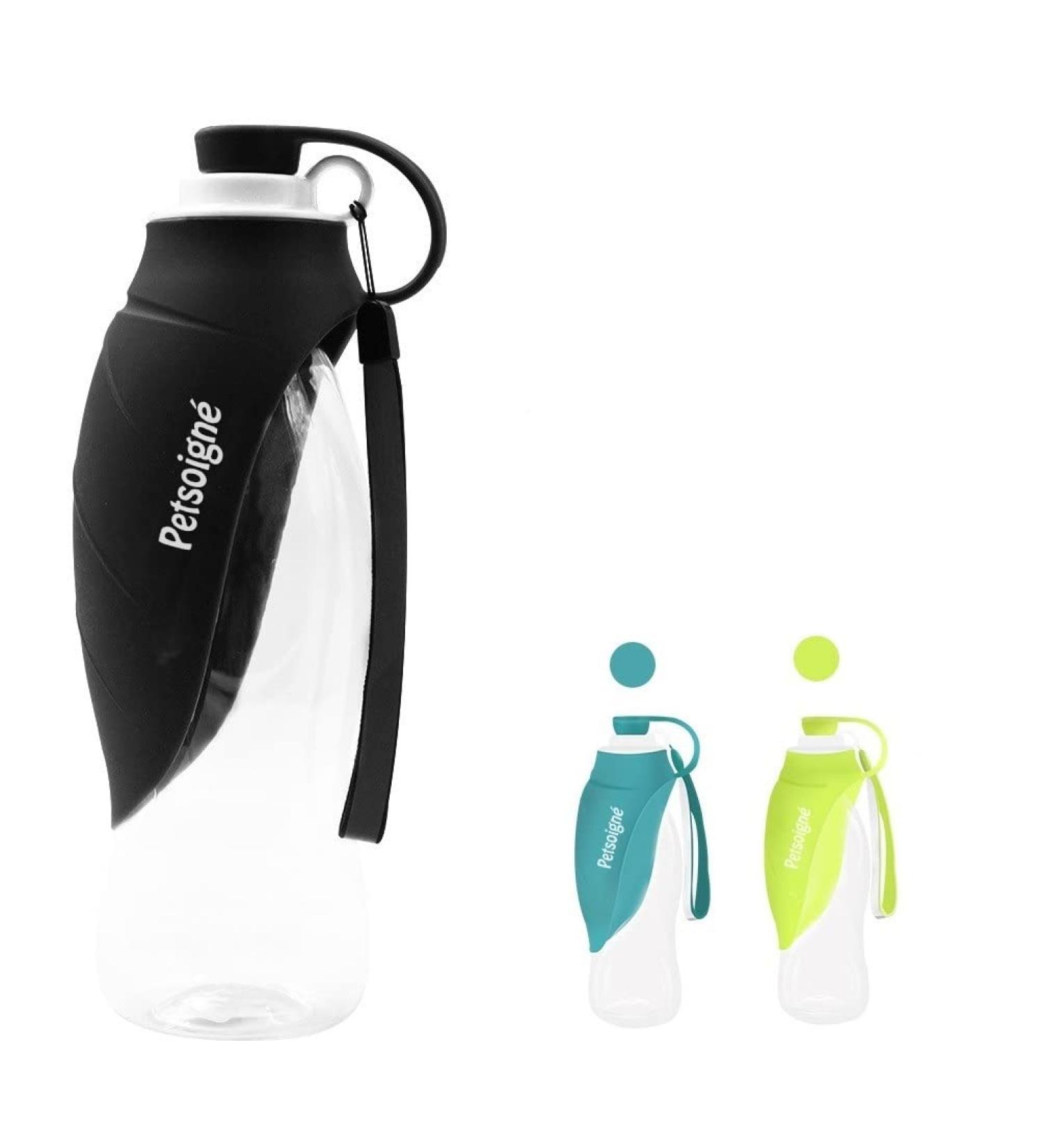 Portable Dog Water Bottle - Petsoign Silicone Travel Drinking Bottle for Outdoor Use (Black) - Ideal for Dogs on the Go - Buy Online on GoSupps.com