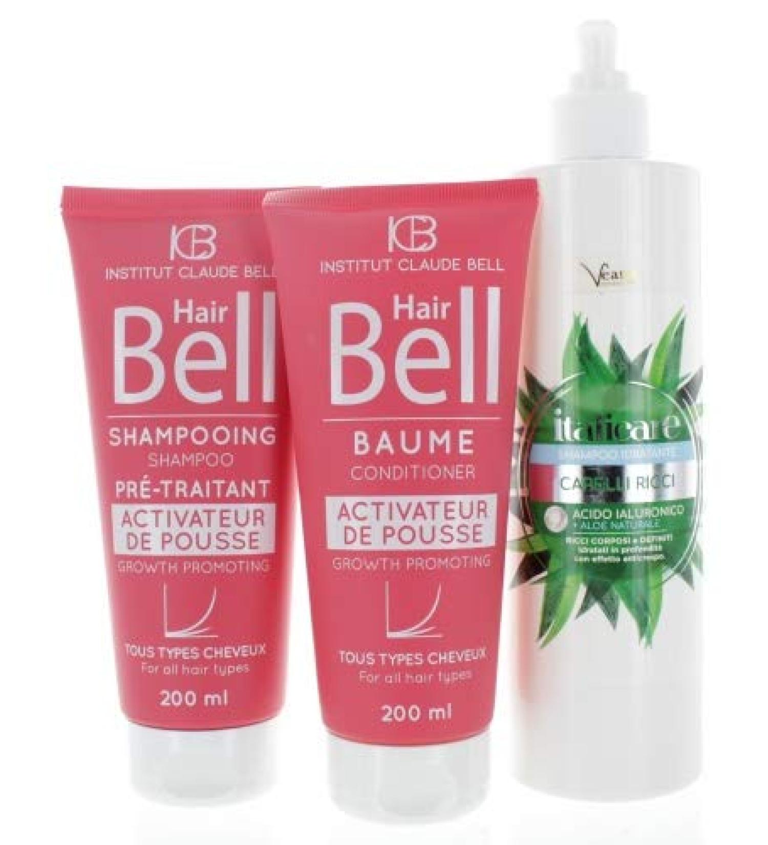  Veana Hyaluron Aloe Vera Shampoo (500ml) + HairBell Shampoo & Conditioner (2 x 200ml) for Curly Wavy Structured Curly Rebellists 3 x Fast Growth Hair - Buy Online on GoSupps.com