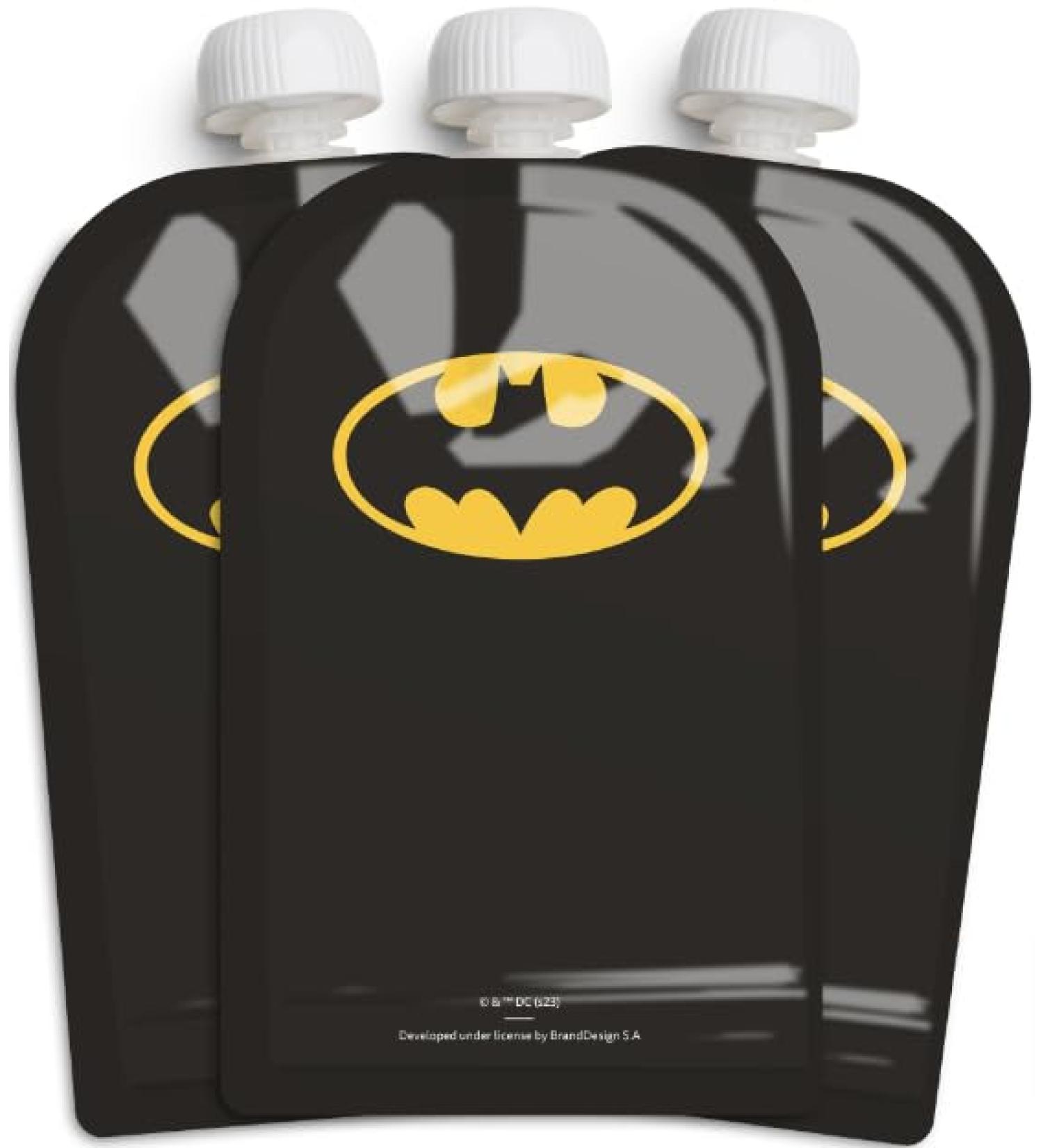 Herobility DC Batman Food Pouch 180ml - Reusable Sustainable & Leak Proof Baby Squeeze Pouches (3 Pack) - BPA Free - Buy Online on GoSupps.com