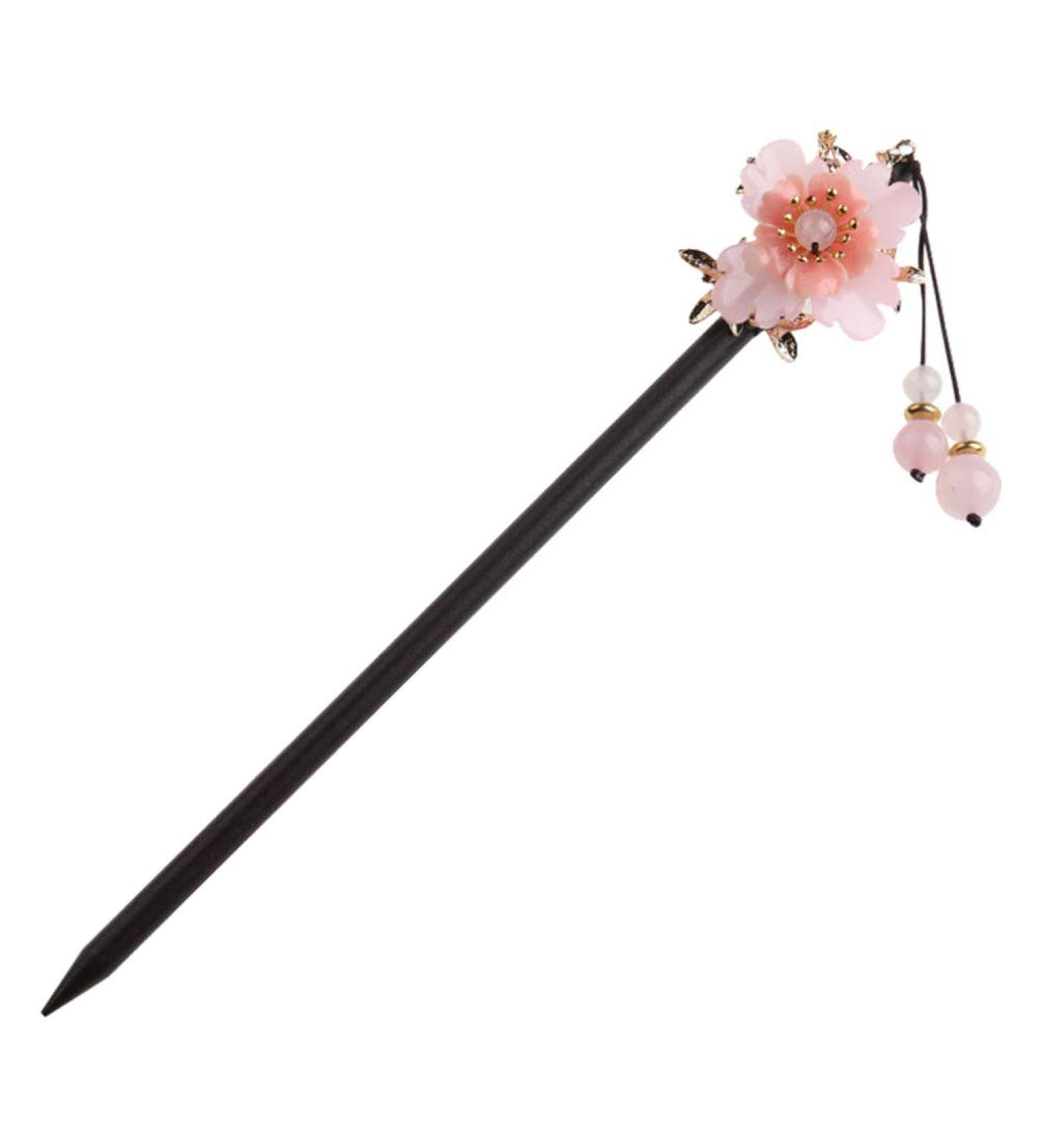 1pc Peach Blossom Wooden Hair Clasp Flower Hair Clips for Women Flower Hair Chopsticks Vintage Hair Chopsticks Hair Jewels for Women Wood Hairpin Miss Alloy Tassel Hair Stick - Buy Online on GoSupps.com