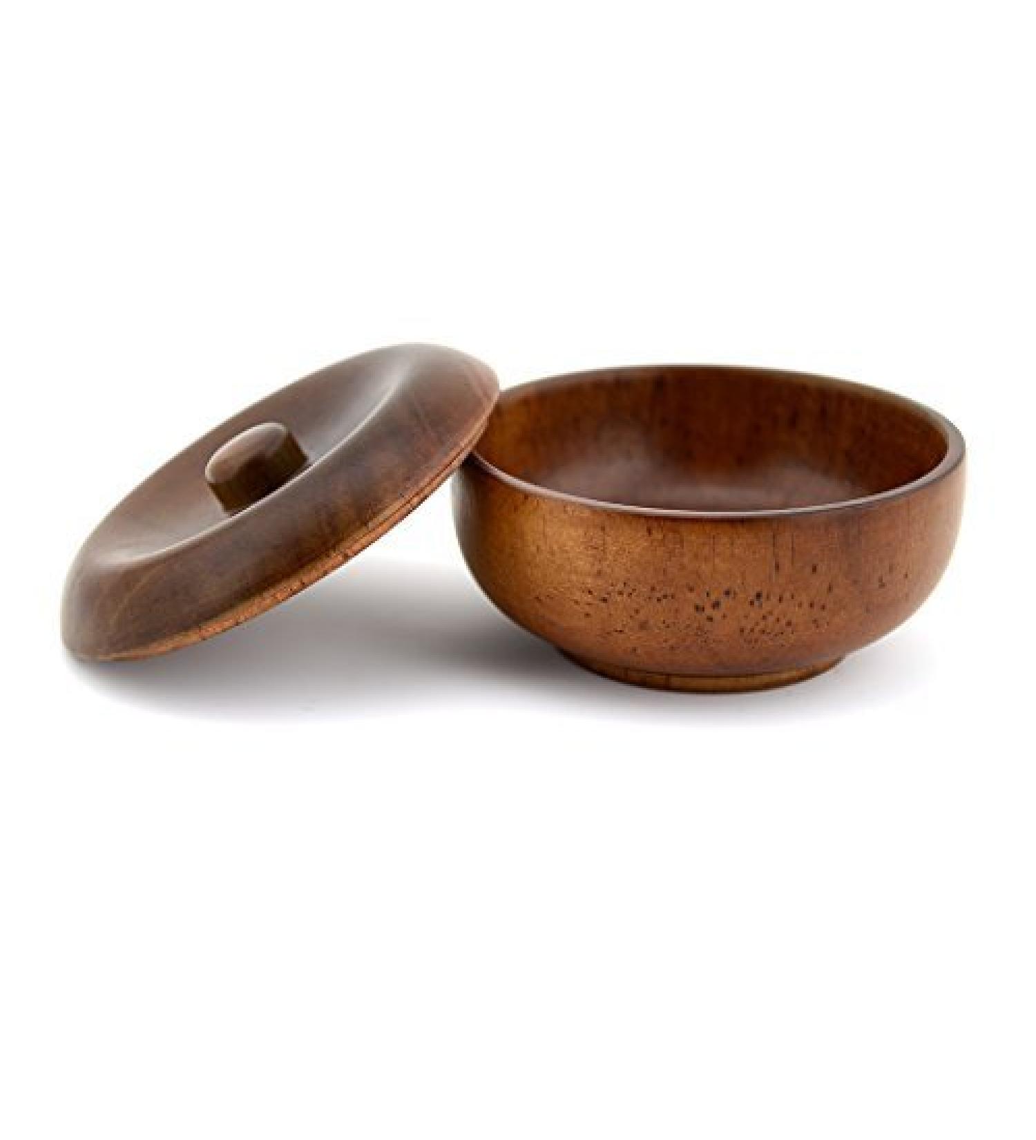 Grandslam Wooden Shaving Bowl with Lid Shaving Soap Bowl for Men Easy to Lather Fits Wet Shaving (Oak Wood) Brown