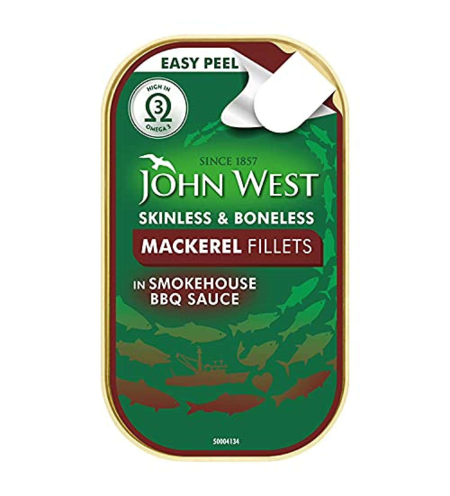 John West Food Ltd John West Mackerel Fillets in Smokey BBQ Sauce 115g Pack of 10