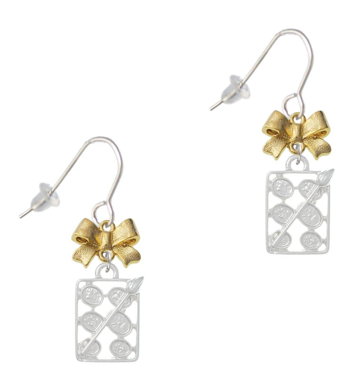 Delight Jewelry Silvertone 3-D Eyeshadow Palette & Goldtone Bow French Earrings | Shop Internationally - Buy Online on GoSupps.com