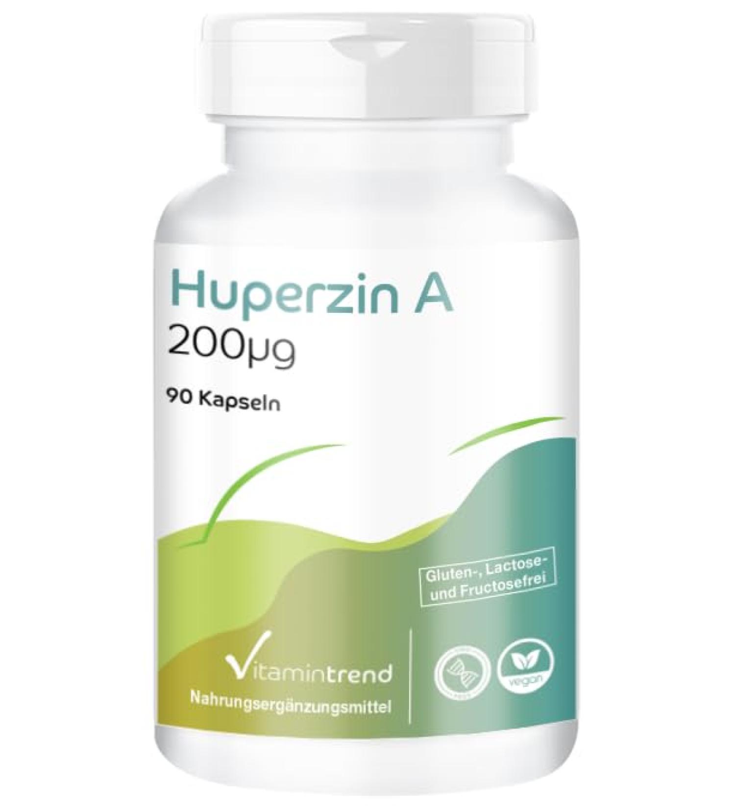 Huperzin A 200 g - 90 Vegan Capsules | High-Dose Safe Supplement from B rlapp Extract | 3-Month Supply | Bioavailable Formula from Germany - Vitamin Trend - Buy Online on GoSupps.com