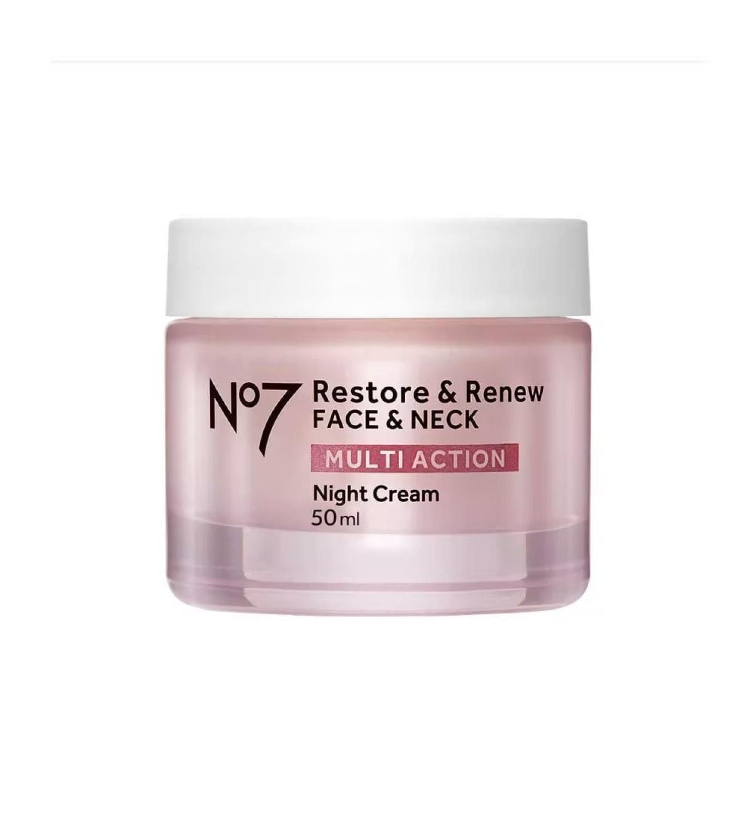 No7 Restore & Renew Multi-Action Night Cream for Face and Neck Improved Formula 50ml