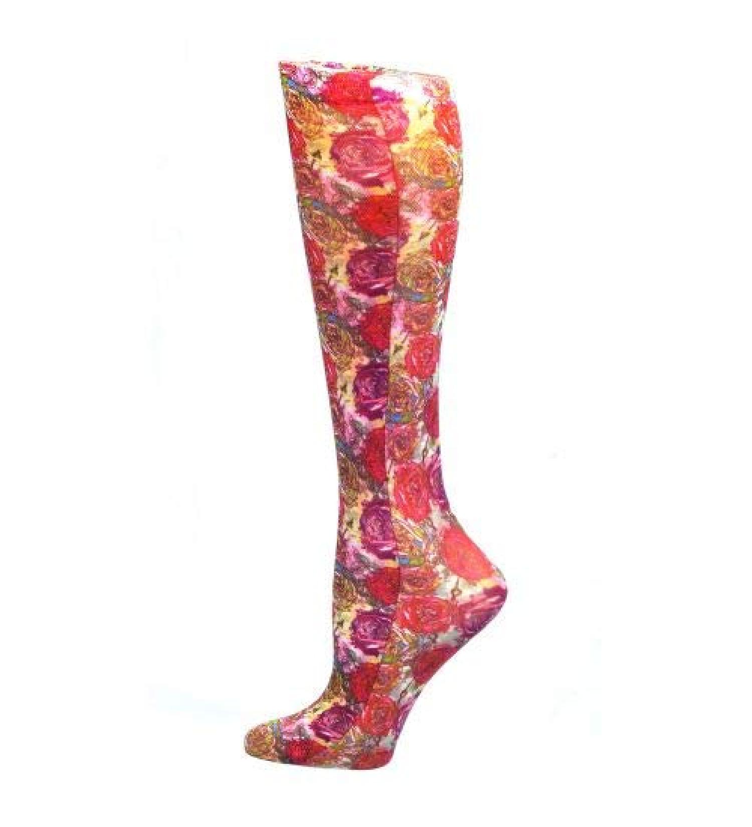 Red Moby Celeste-Stein-CMPSQ-2-2063 Womens 15-20 mmHg Compression Sock - Queen - Roses