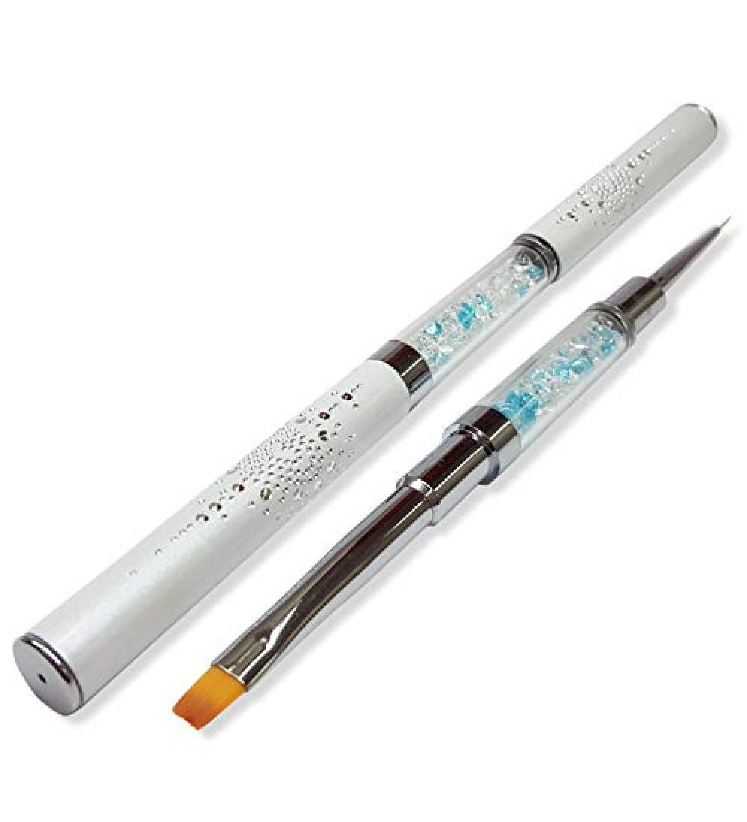 Double Face Brush 2in1 - White Synthetic Gel & Nail Art Brush for Painting & Application - Buy Online on GoSupps.com