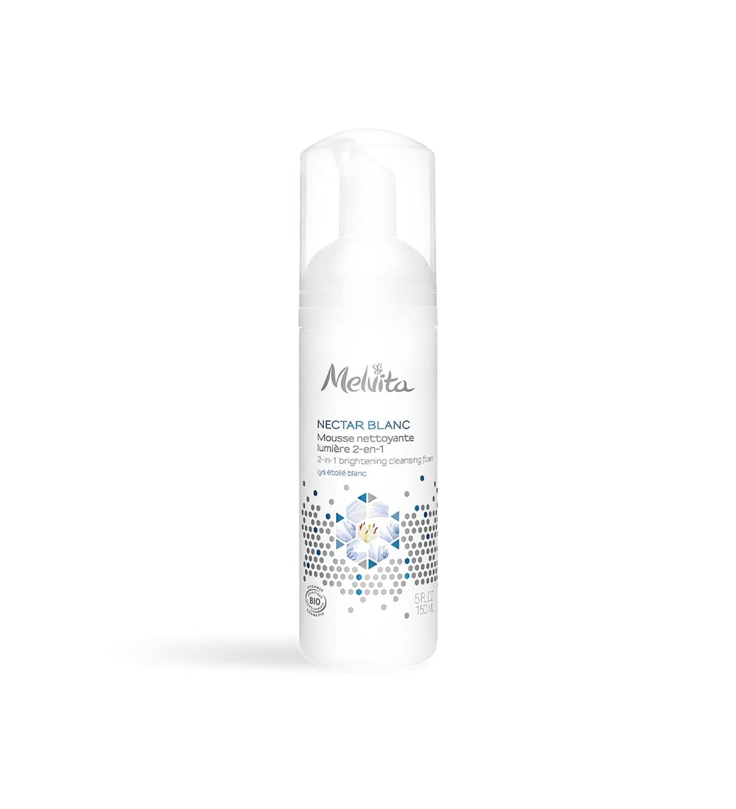 Melvita - Mousse D maquillante clat - Nectar de Lumi re - Nettoyant Exfoliant avec Lys Blanc toil pour Teint Lumineux - 150 ml