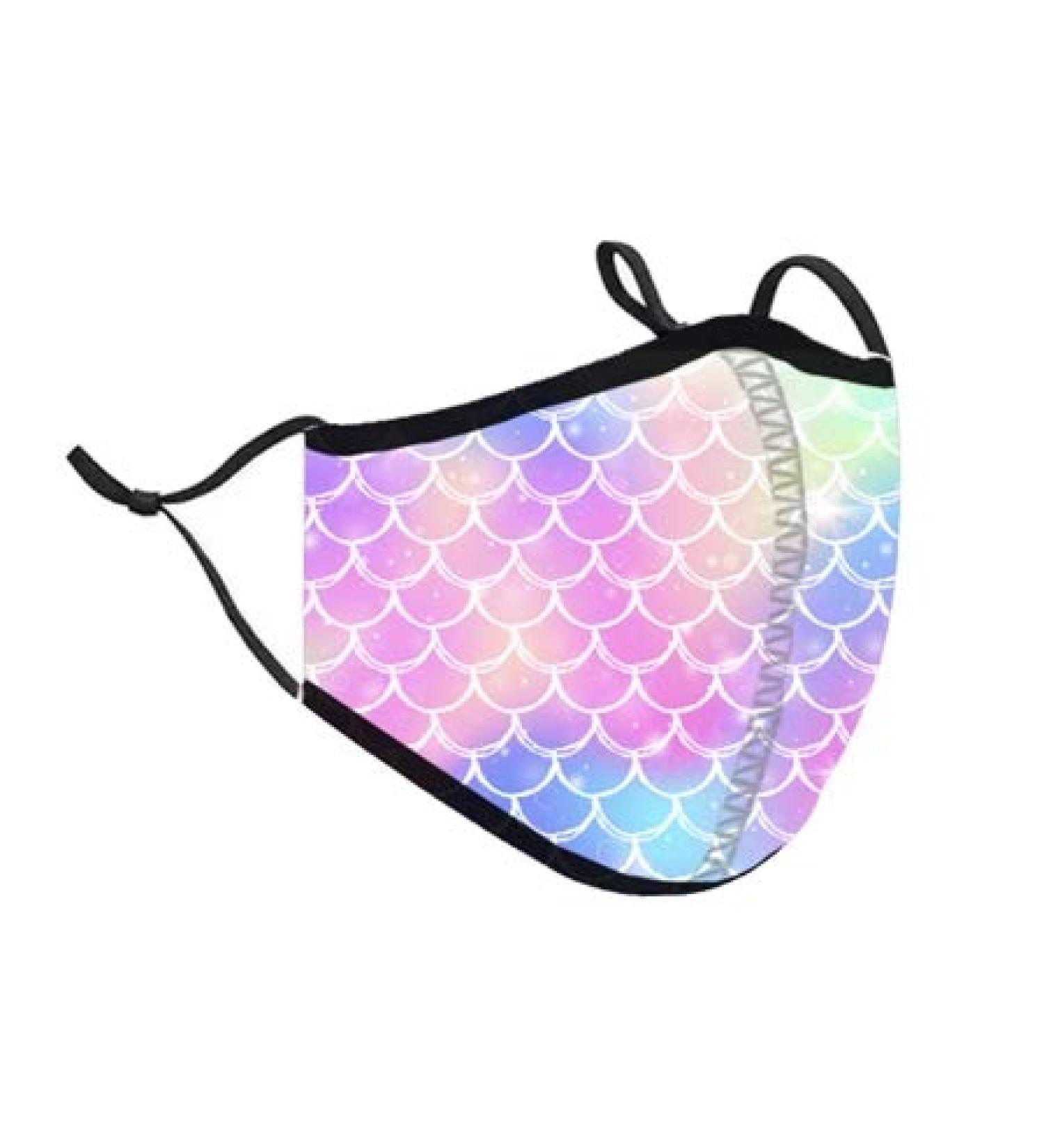 Top Trenz Kids Face Wrap Cloth Reusable Fashion Mask Ages 3-7 (Mermaid Tail)