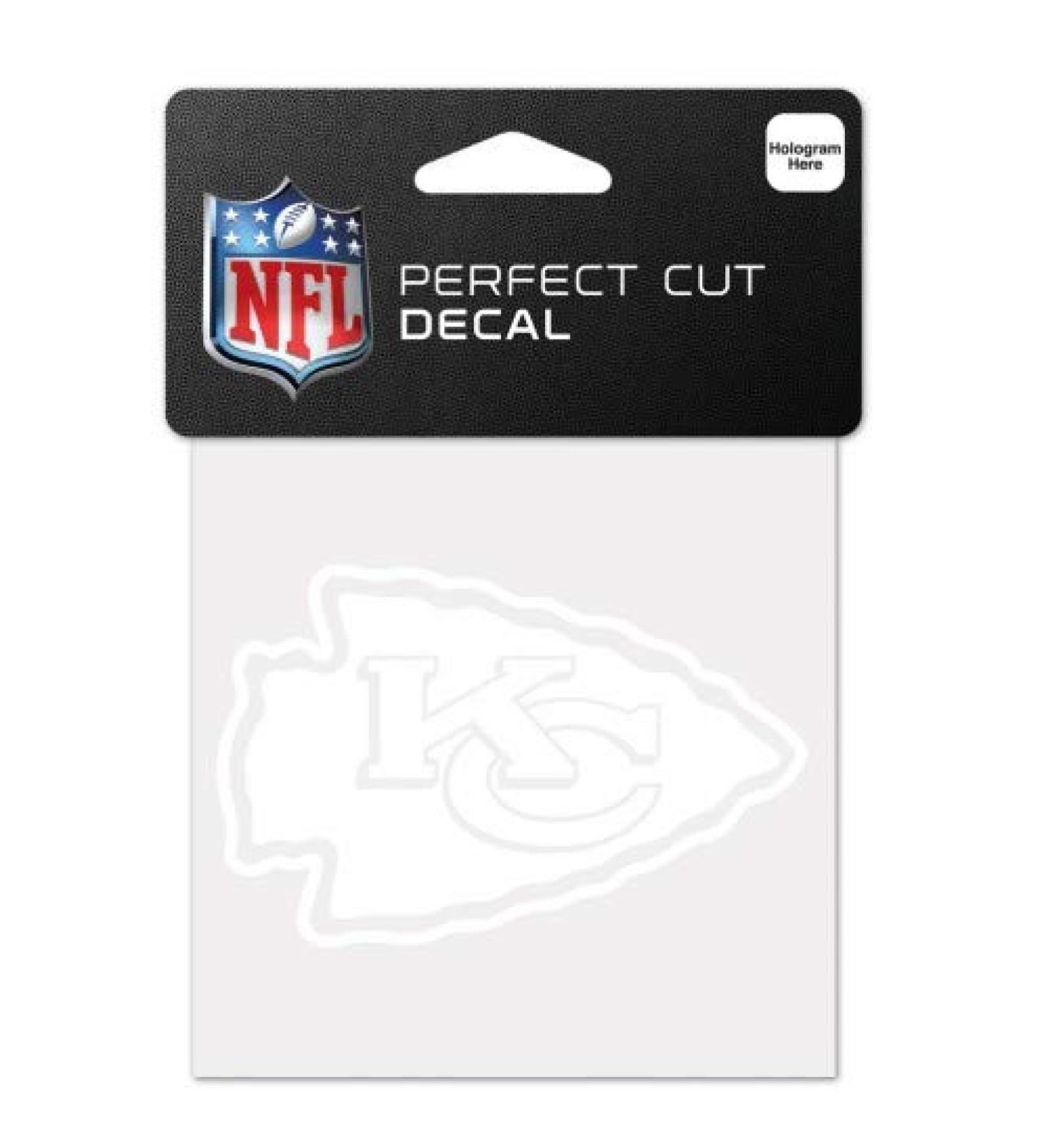 Wincraft NFL Kansas City Chiefs Decal4x4 Perfect Cut White Decal Team Colors One Size