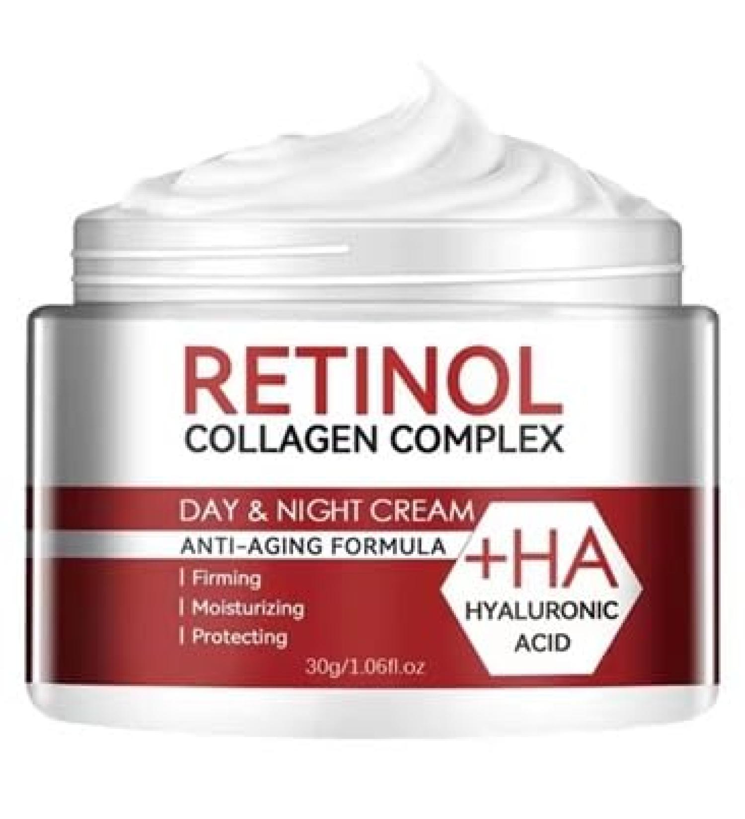 Retinol Anti Aging Face Moisturiser Collagen Complex with Hyaluronic Acid Day Night Cream for Skin Tightening Lifting Firming Wrinkle Smoother for Women & Men - Buy Online on GoSupps.com