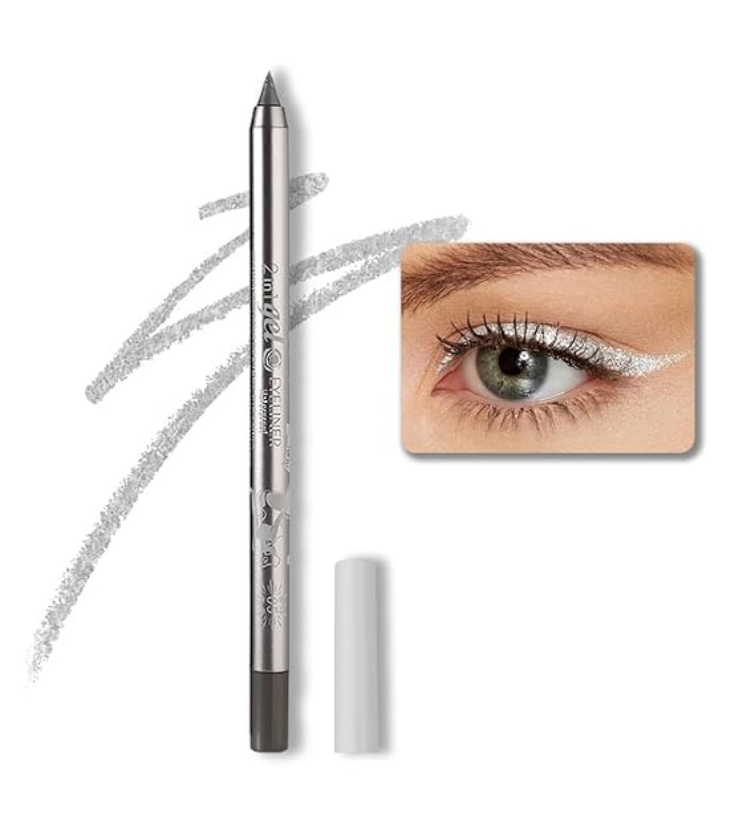 Colorful Gel Glitter Eyeliner Waterproof Pearl Eyeshadow Metallic Glitter Eyeliner for Women Eyeliner and Eyeshadow Eye Makeup (05 Silver) - Buy Online on GoSupps.com