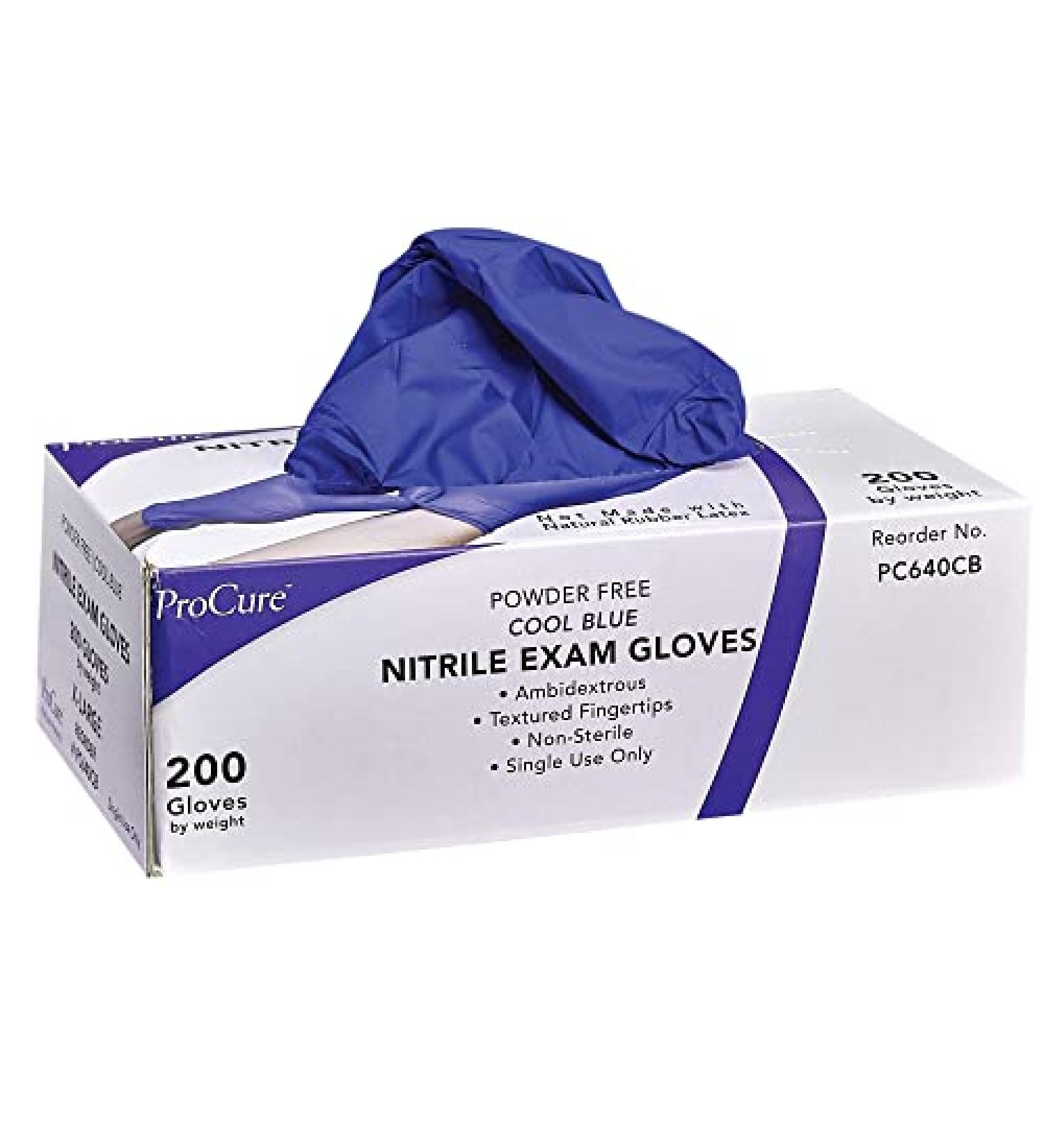 ProCure Disposable Nitrile Gloves - Latex Free, Powder Free, Large Size - 200 Medical Exam Gloves - Buy Online on GoSupps.com