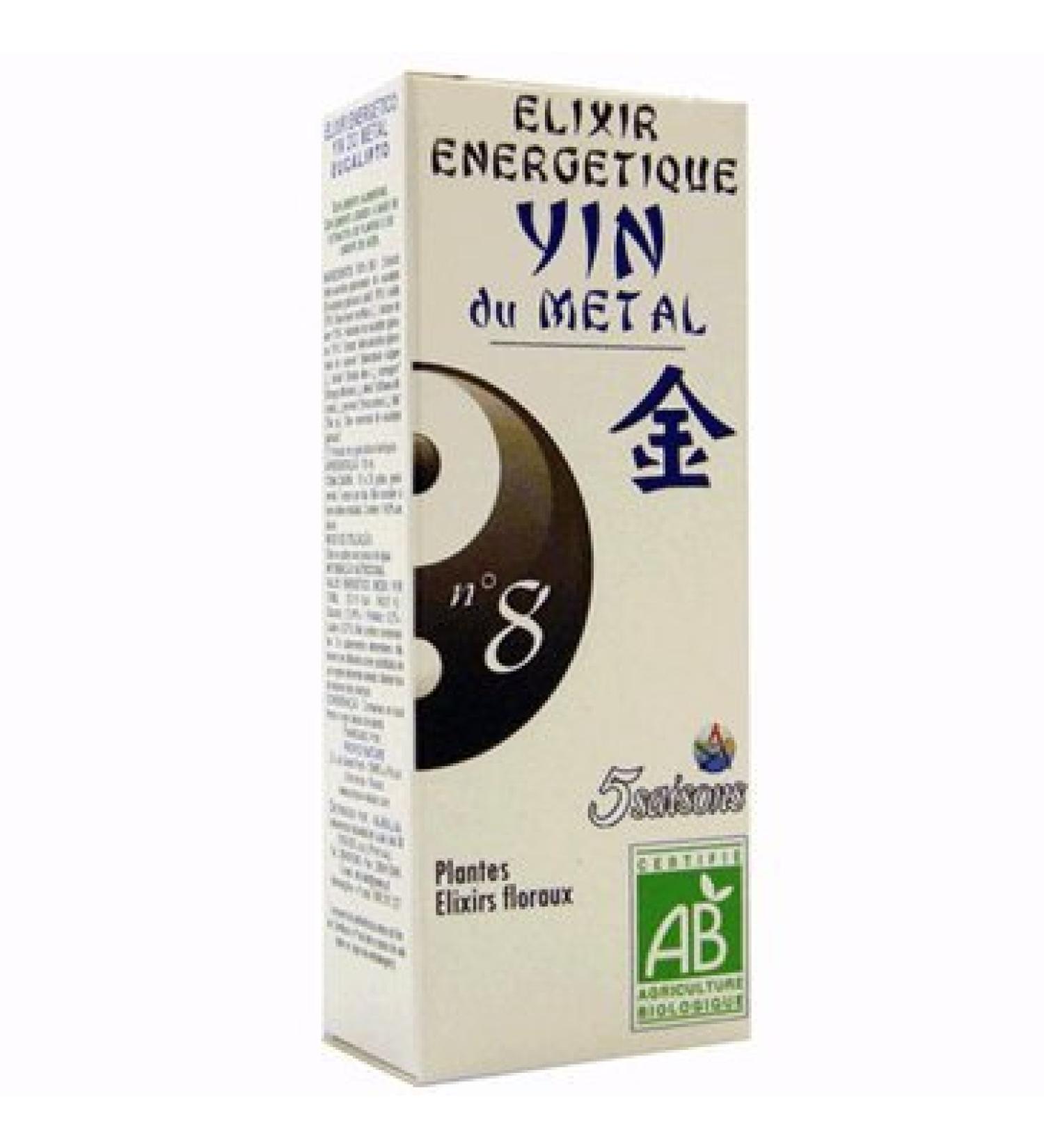 Laboratoire 5 Saisons - 5 Seasons Energetic Elixir N 8 (Certified Ab) - Metal Yin (Lung) - Capacity: 50 ml