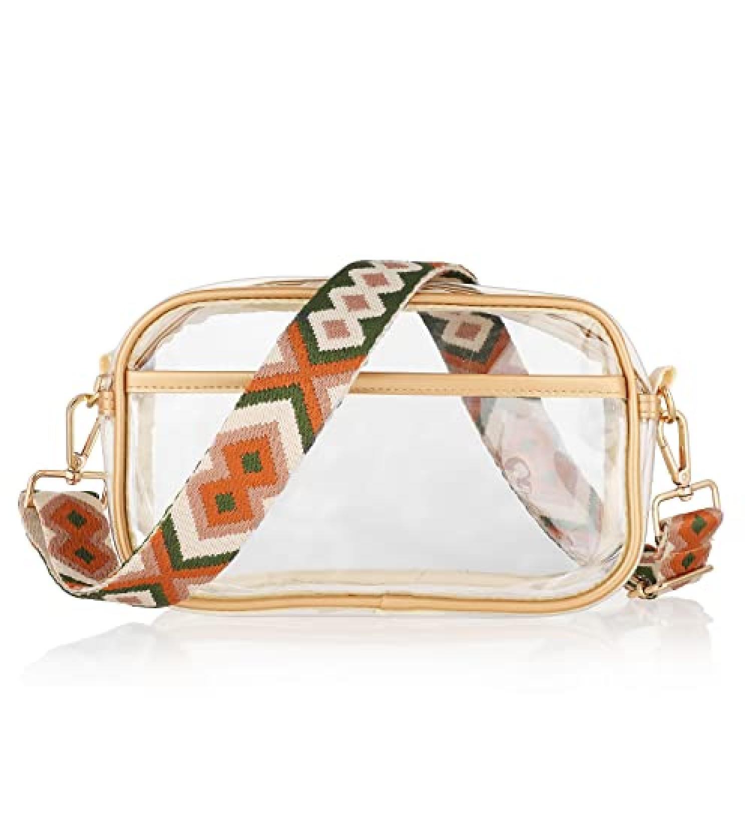 Oufegm Clear Crossbody Purse with Guitar Strap - Stadium Approved Bag for Women in Gold - Buy Online on GoSupps.com