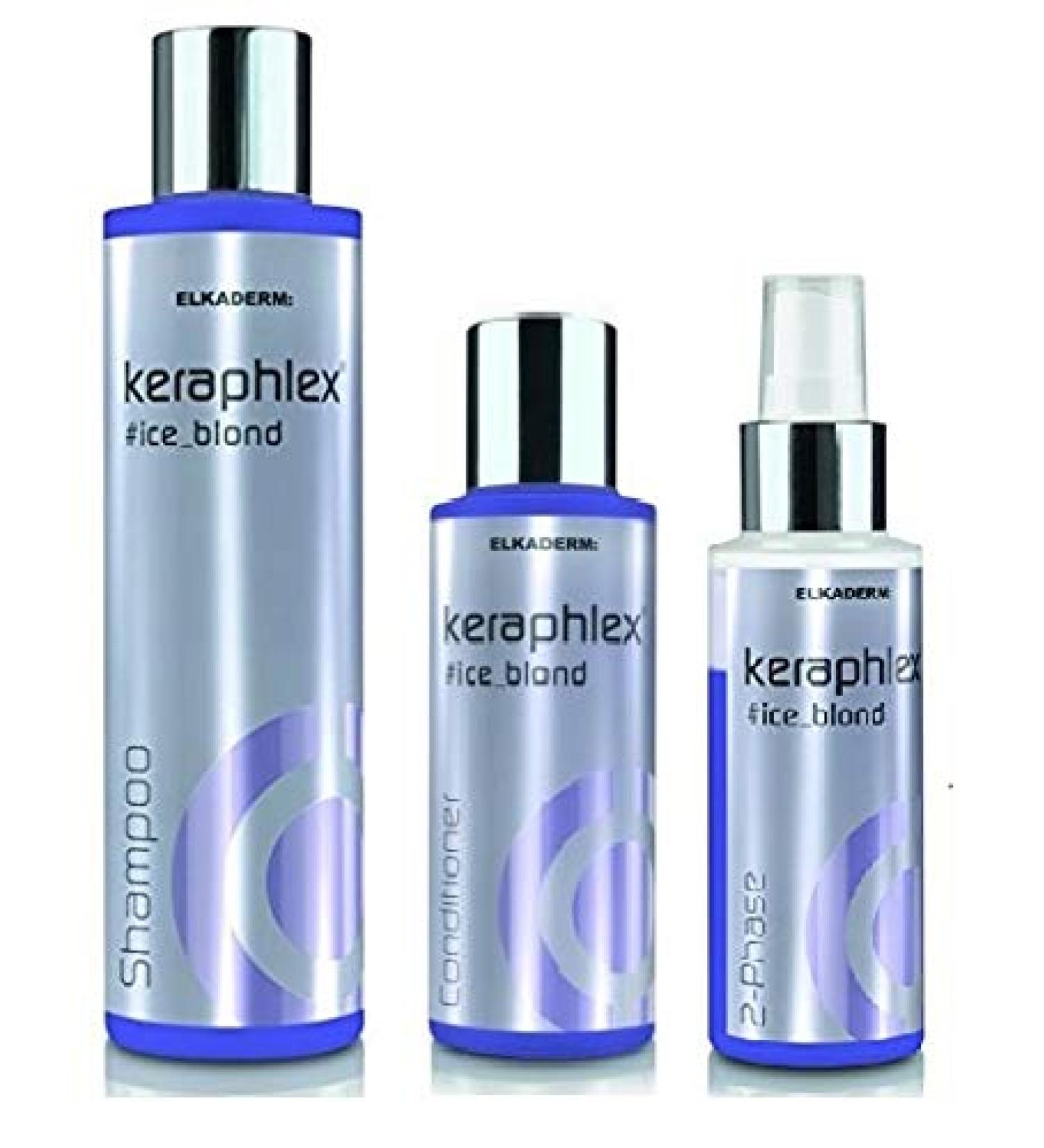 Elkaderm KERAPHLEX ice_blond shampoo 200 ml & conditioner 100 ml & 2fasen kuur 100 ml