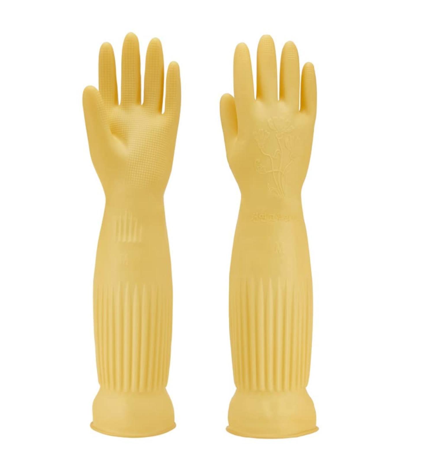 Waterproof & Oil-Resistant Rubber Cleaning Gloves - Yellow Medium for Kitchen Household & Pet Care - Buy Online on GoSupps.com