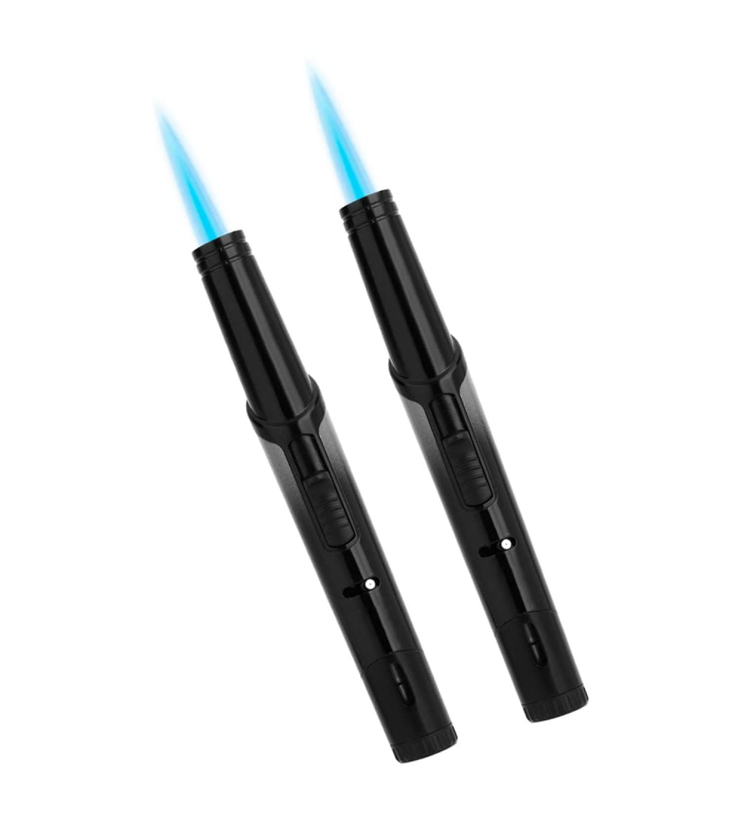 2PACK Windproof Long Lighter Refillable Torch Lighter Inflatable Butane Lighter Adjustable Flame Torch Lighter for Grill Single Torch Jet Flame Lighter(Without Gas) (Black) - Buy Online on GoSupps.com