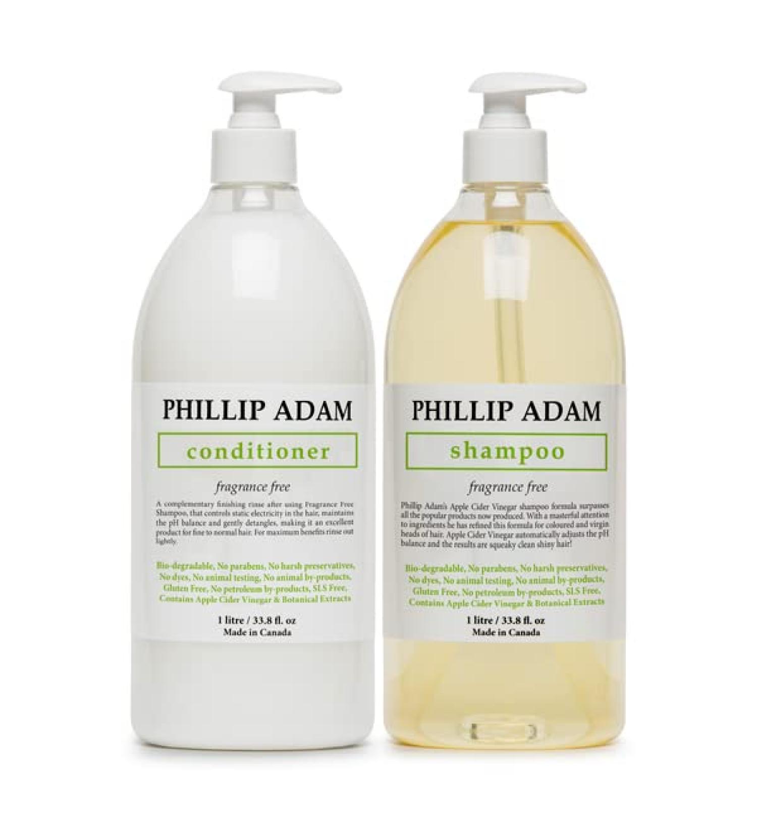 Phillip Adam Unscented Shampoo and Conditioner Set - pH Balancing - Sulfate Free & Paraben Free - 1L Each 1 l (Pack of 2) - Buy Online on GoSupps.com