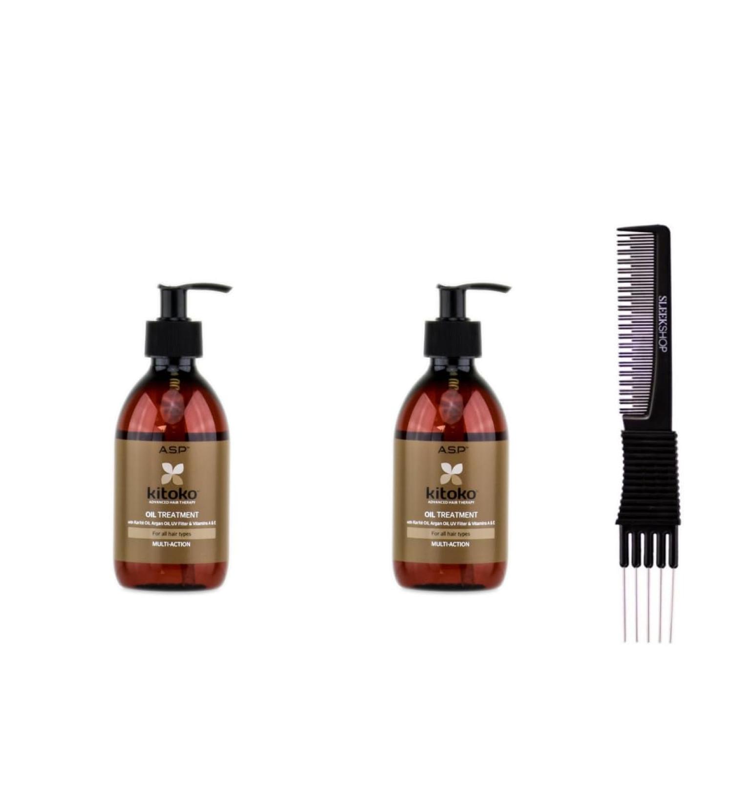 yper Affinage Kitoko Oil Treatment (9.8 oz) with Teasing Comb Pack 2