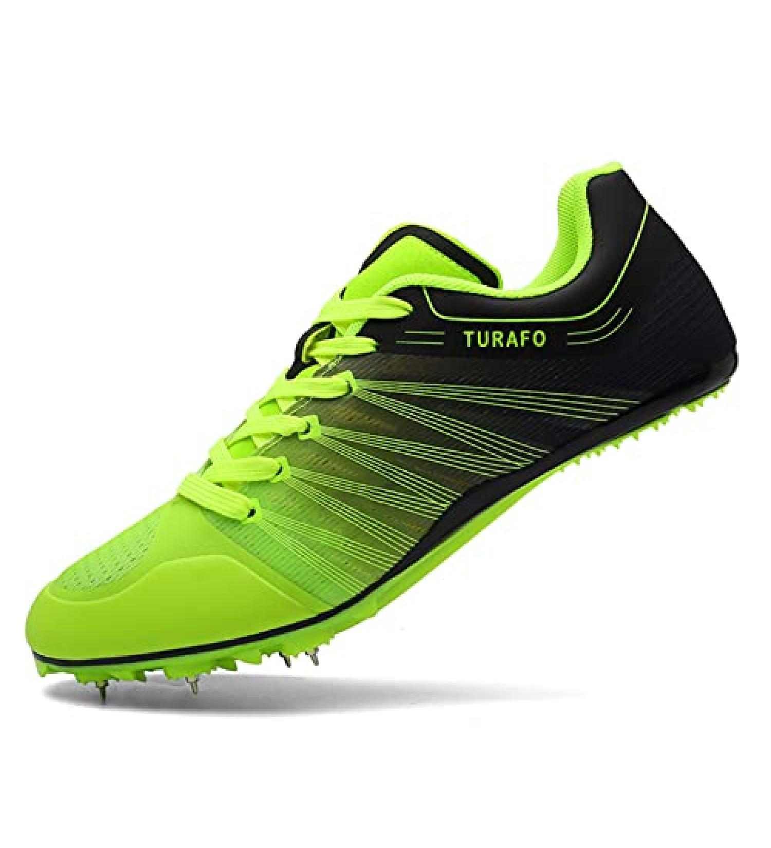 TURAFO Professional Track and Field Spikes 9.5 Green - Unisex Racing Jumping Shoes - Buy Online on GoSupps.com