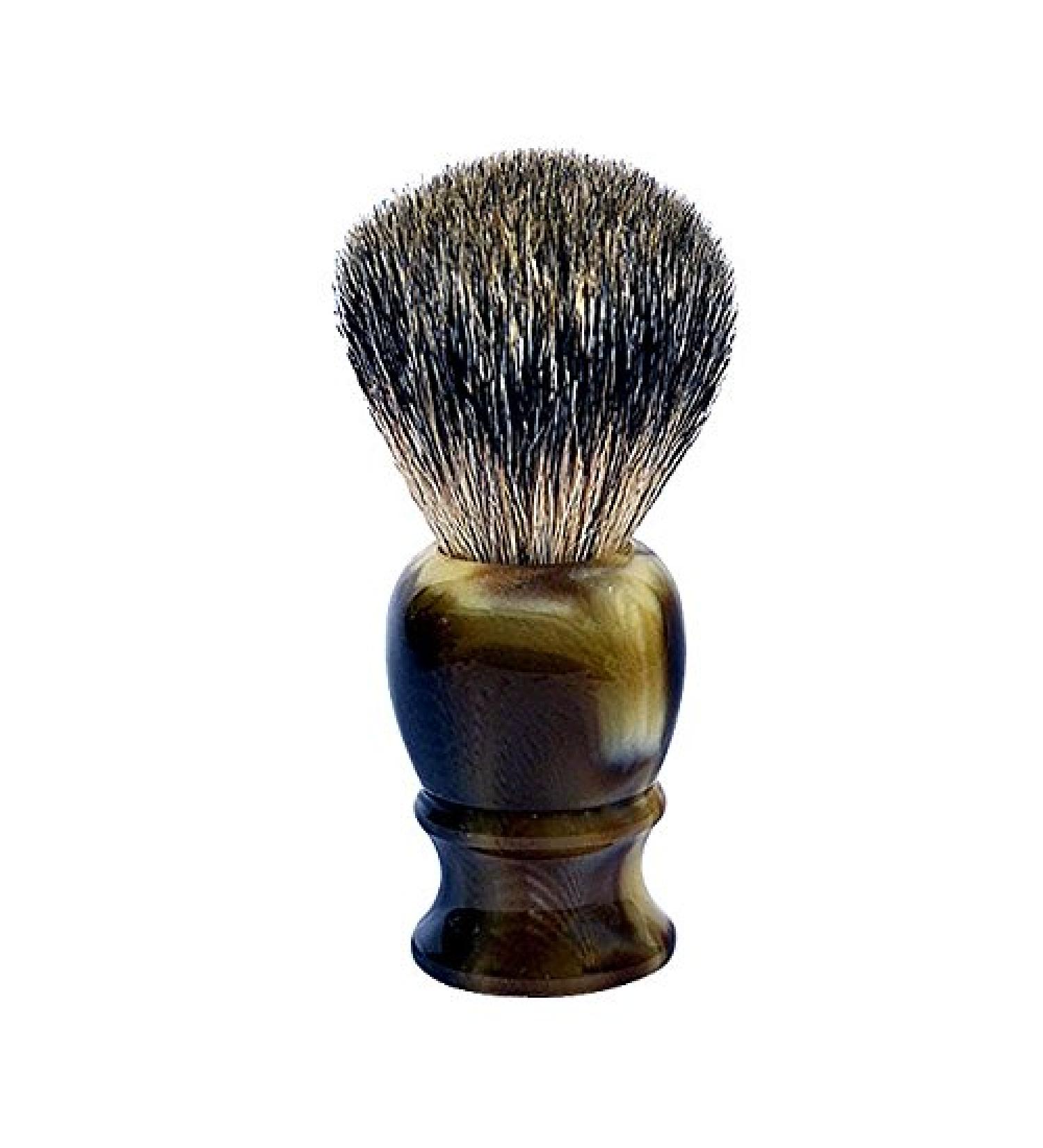 pure badger shaving brush with imitation brown horn handle