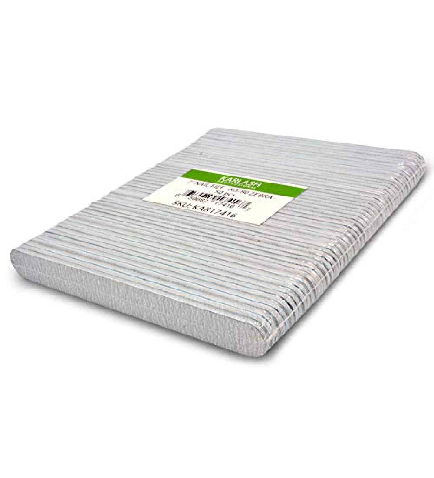 Karlash Professional Double Sided Emery Board 7" Black Nail File 50pcs (Zebra 80/80)