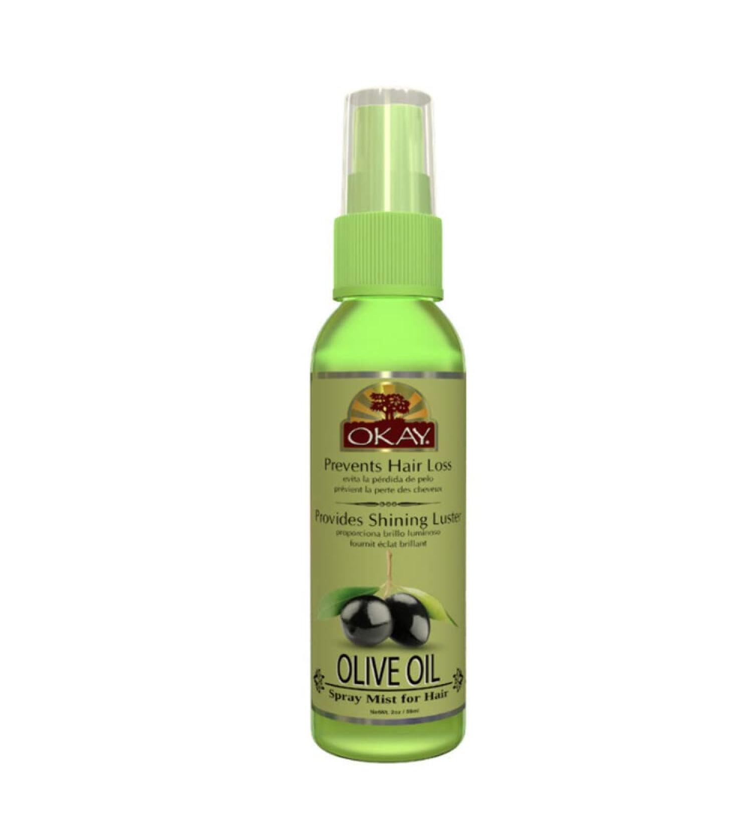 Okay Olive Spray Mist Oil for Hair - Prevent Hair Loss - All Skin & Hair Types - 2 fl oz - Buy Online on GoSupps.com