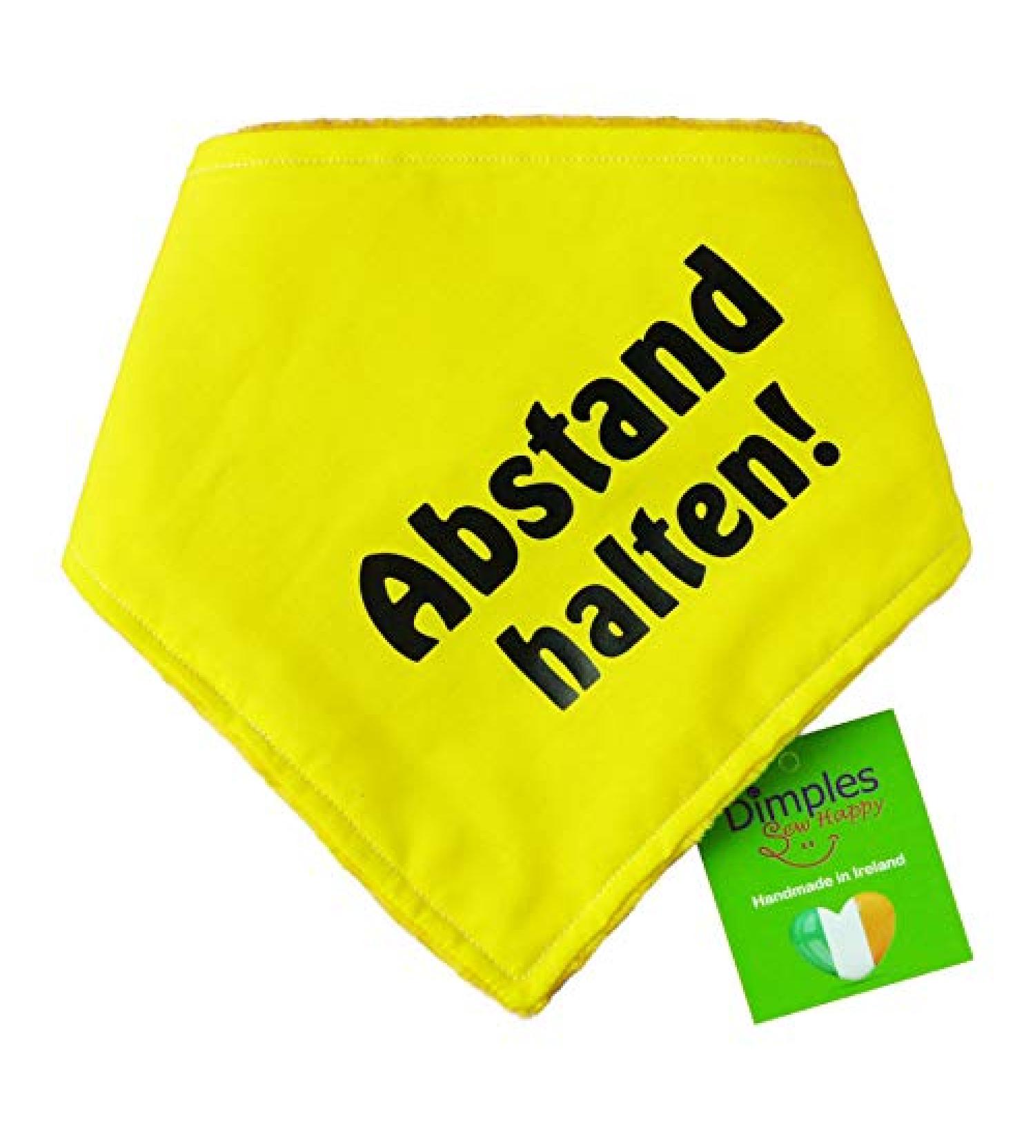 Dimpe's Dog Hill Cloth Neckerchief - Yellow 'Keep Your Distance' - Anxiety Relief for Small Medium & Large Dogs (40cm) - Buy Online on GoSupps.com