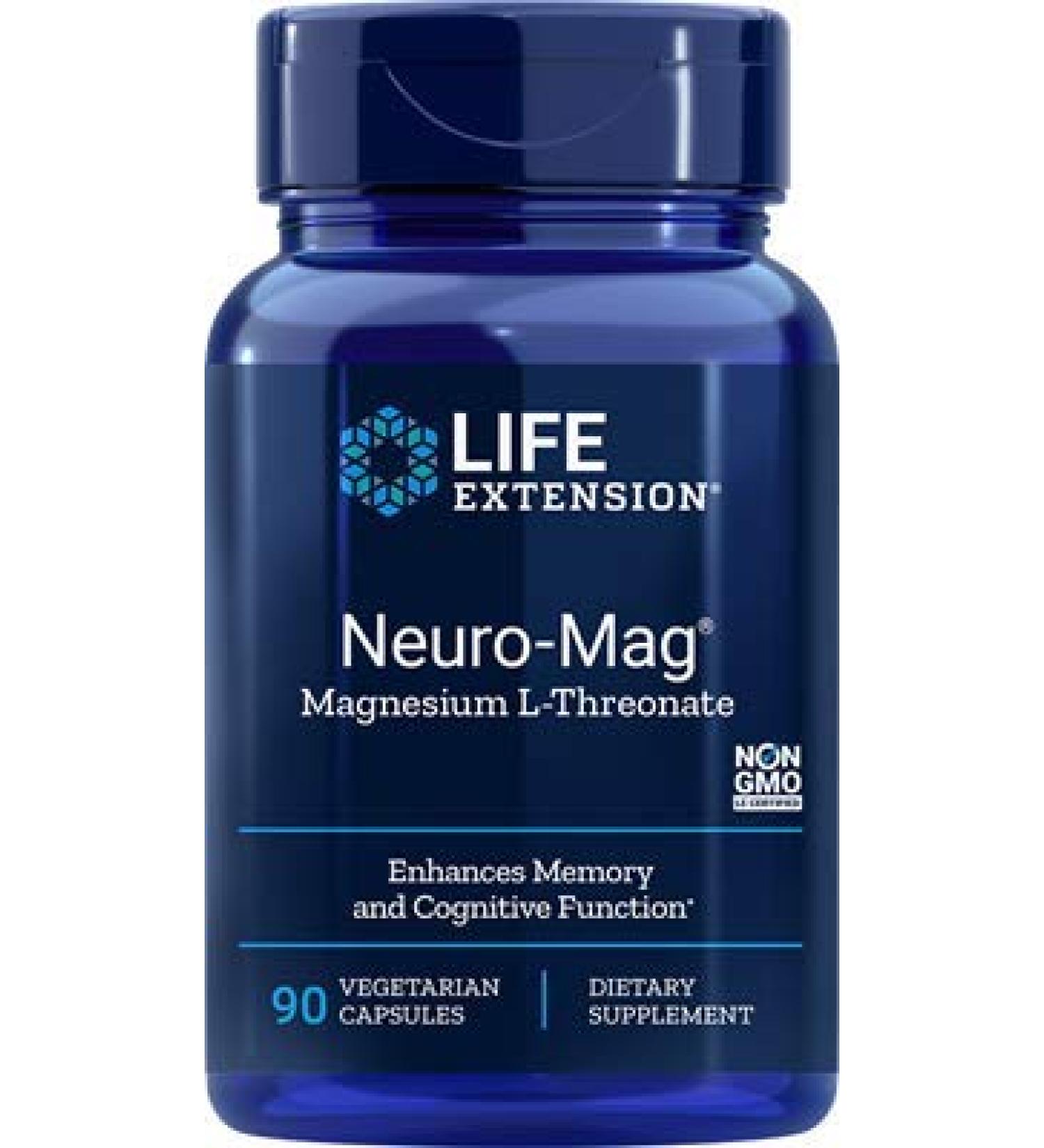 Neuro-mag Magnesium L-threonate-1 Bottle - 90 Vegetarian Capsules