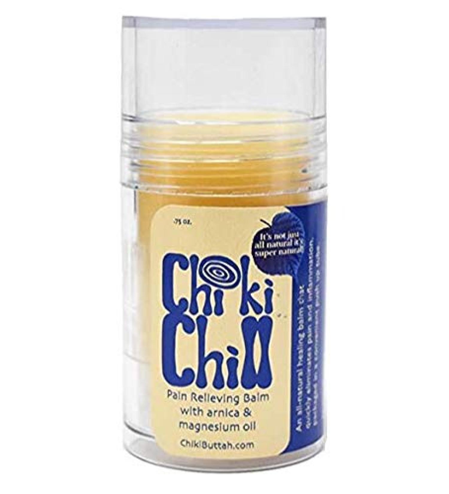 Chiki Buttah Chiki Chill Balm Organic All Natural Balm with Arnica and Magnesium Oil for Sore and Aching Muscles .75 Ounce Push-Up Tube