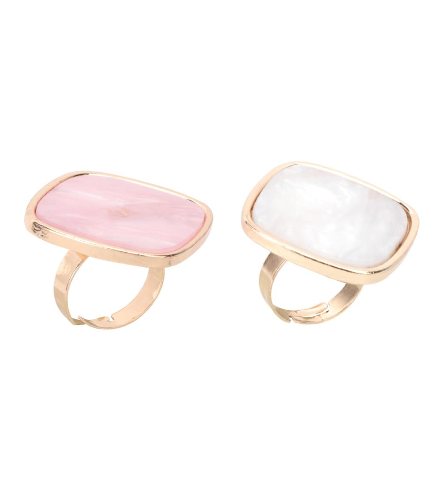 Palette Annulaires de Nail Art en R sine Effet Coquillage Lot de 2 Pi ces Grosse Taille Blanc et Rose Marbr pour Artistes et Amateurs de Manucure Usage Professionnel et Personnel - Buy Online on GoSupps.com