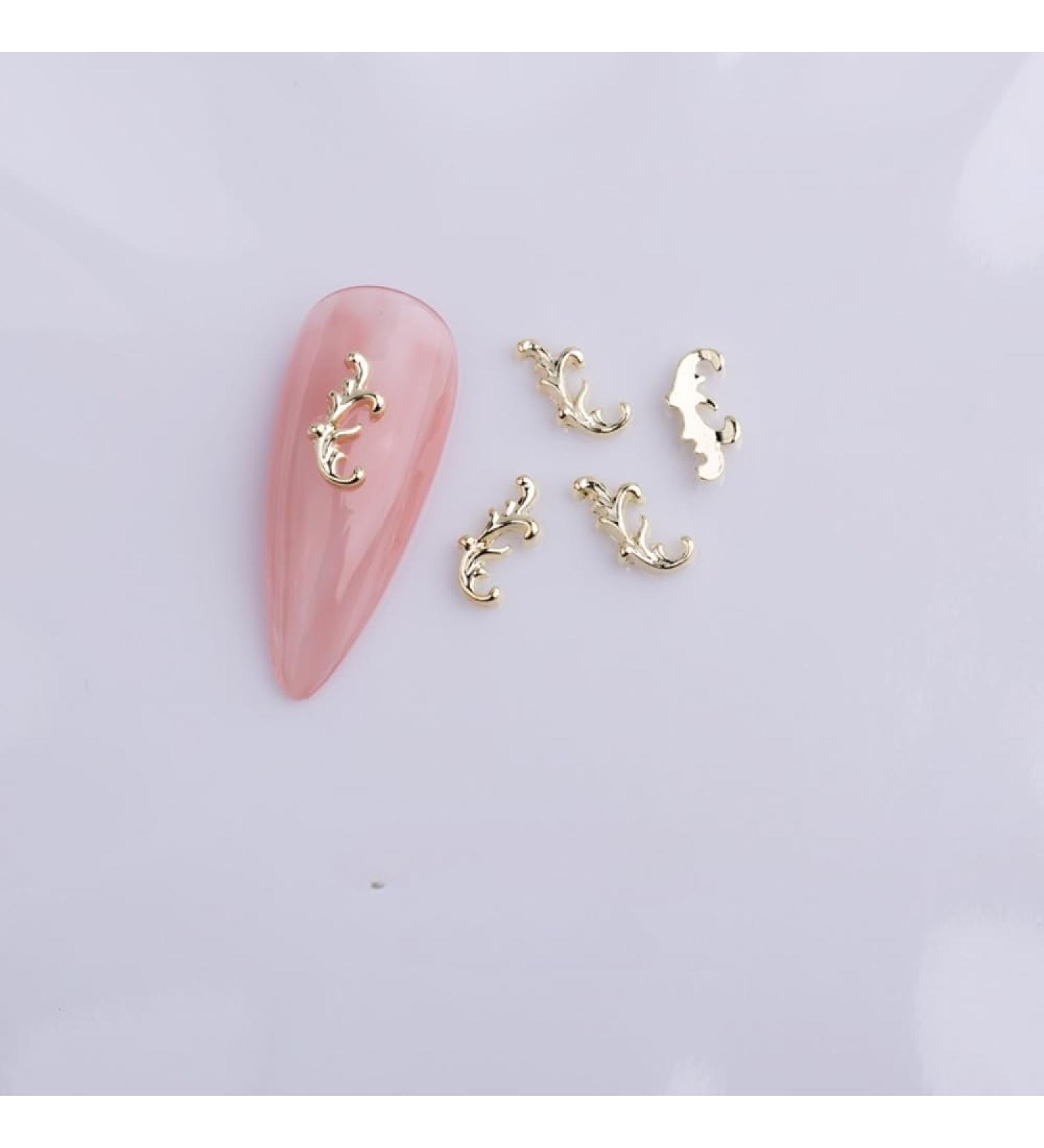 10pcs Nail Art Ribbon Bow Studs Silver Golden Metal 3D Butterfly Charms Nail Decoration Manicure DIY Design Accessories (8033)