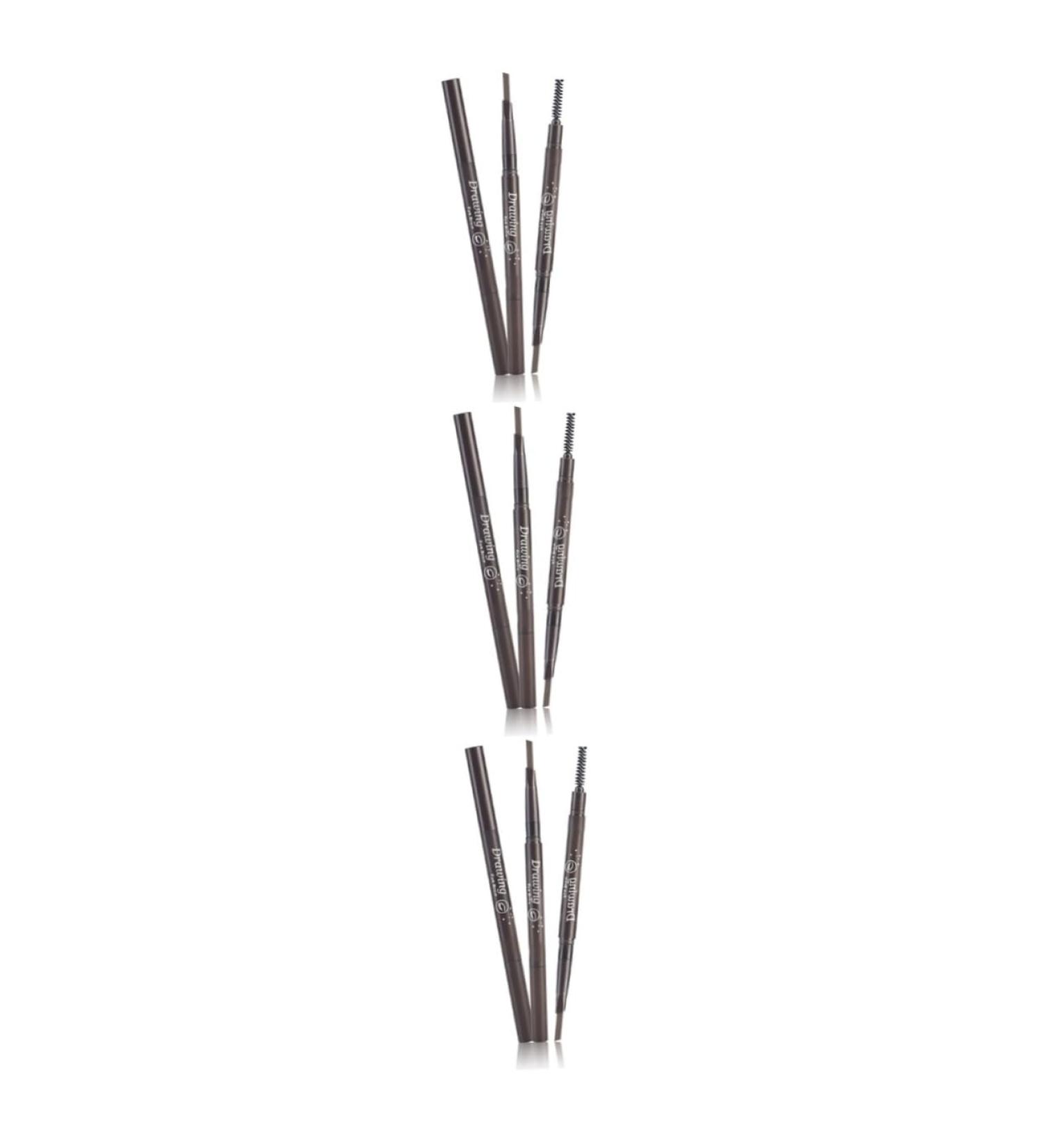 Angoily 3pcs 2 1 in Eyebrow Auto-for Brow Makeup Eye Pencil Tools Writing D Waterproof Brush Lasting Black- 1 count (Pack of 1) As Shownx3pcs - Buy Online on GoSupps.com