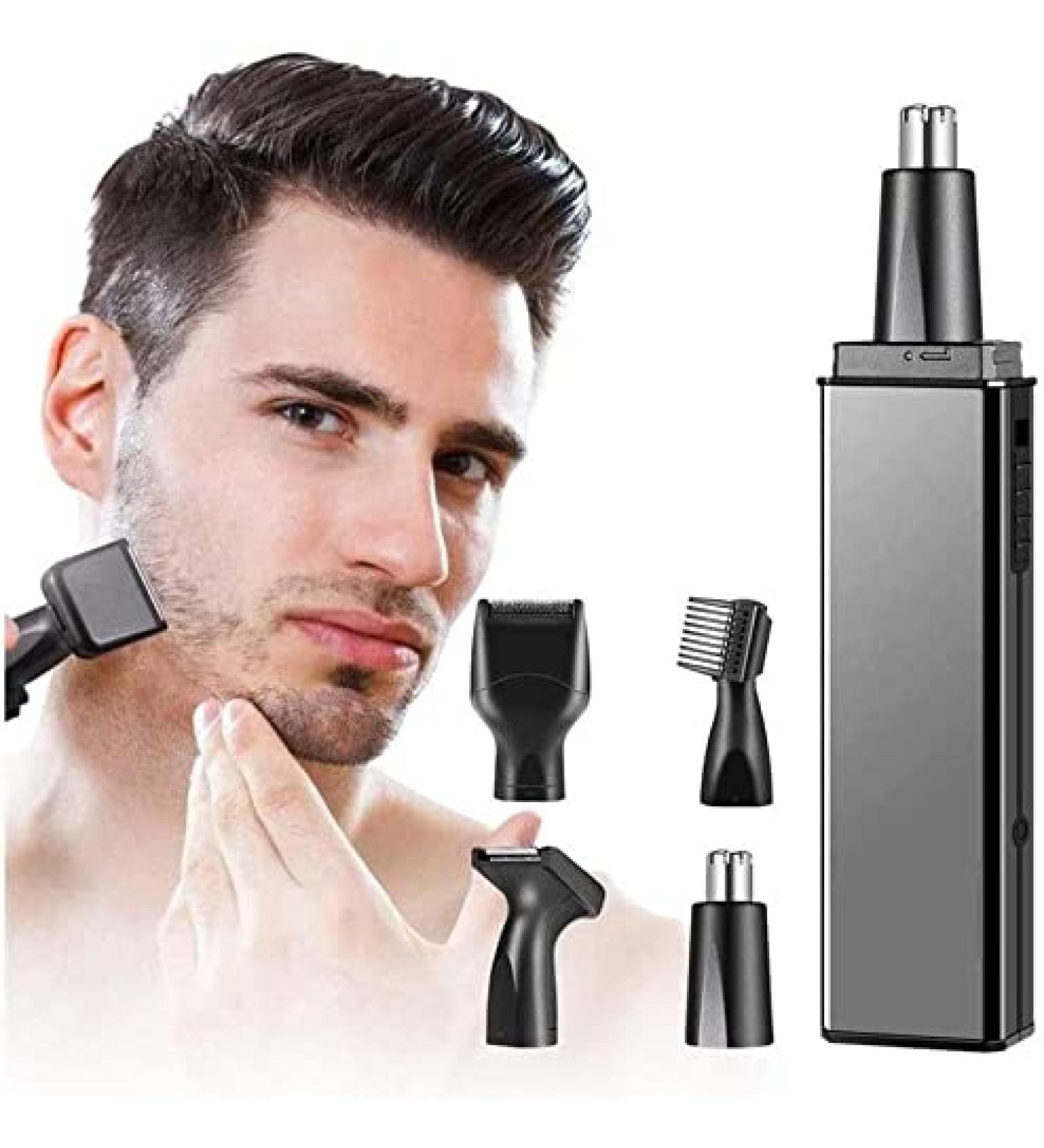 KouRy 4 in 1 Portable Ear & Nose Hair Trimmer | Painless Eyebrow & Facial Hair Remover for Men & Women | Waterproof Dual Edge Blades - Buy Online on GoSupps.com