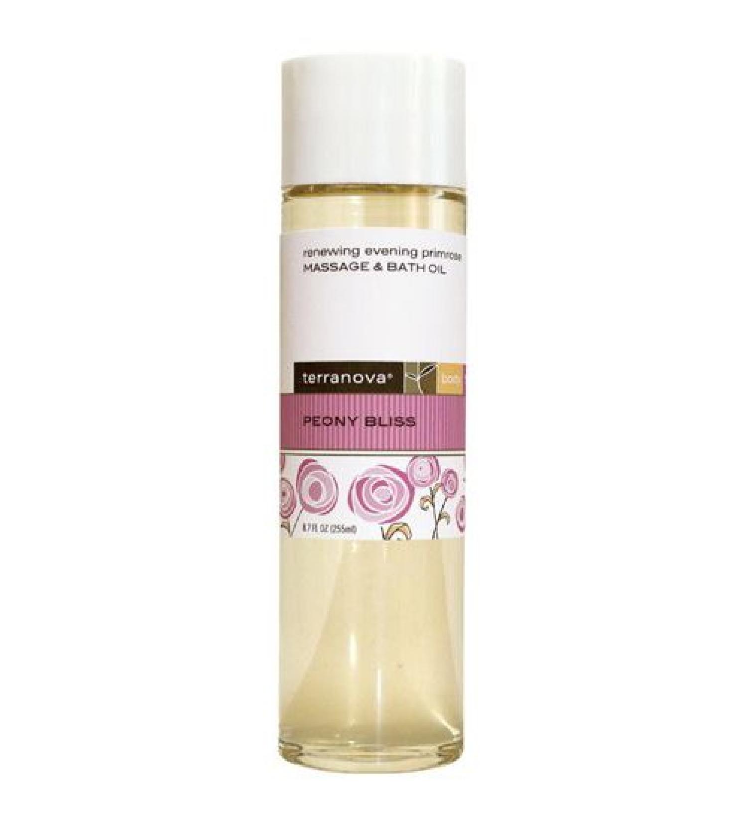 Terranova Peony Bliss Renewing Evening Primrose Massage and Body Oil 8.7 Ounce