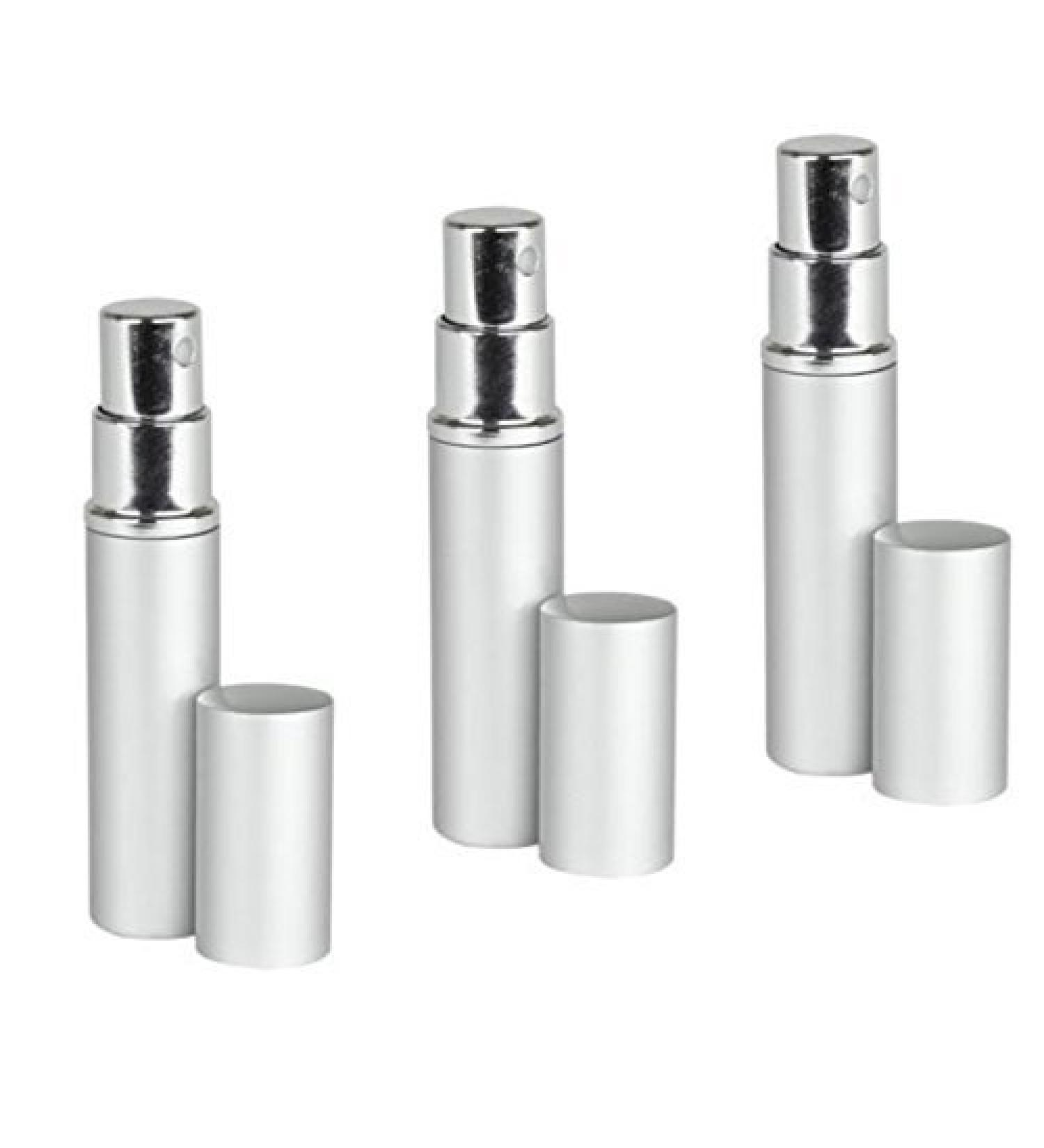 Silver Aluminum Perfume Atomizer Fine Mist Sprayer 3 ML for purse or travel Refillable by MagnaKoys (pack of 5)
