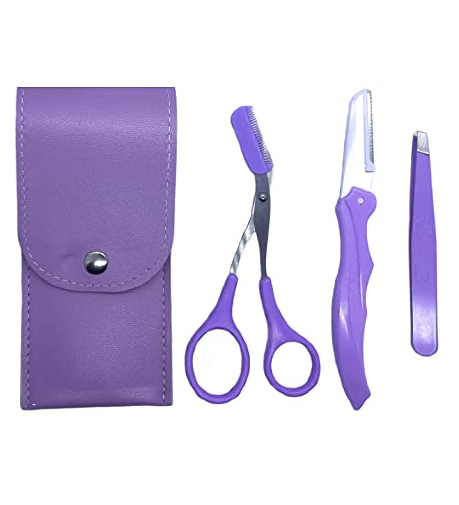3PCS Eyebrow Trimmer Set with Comb, Cosmetic Hair Scissors & Razor Kit - Buy Online on GoSupps.com