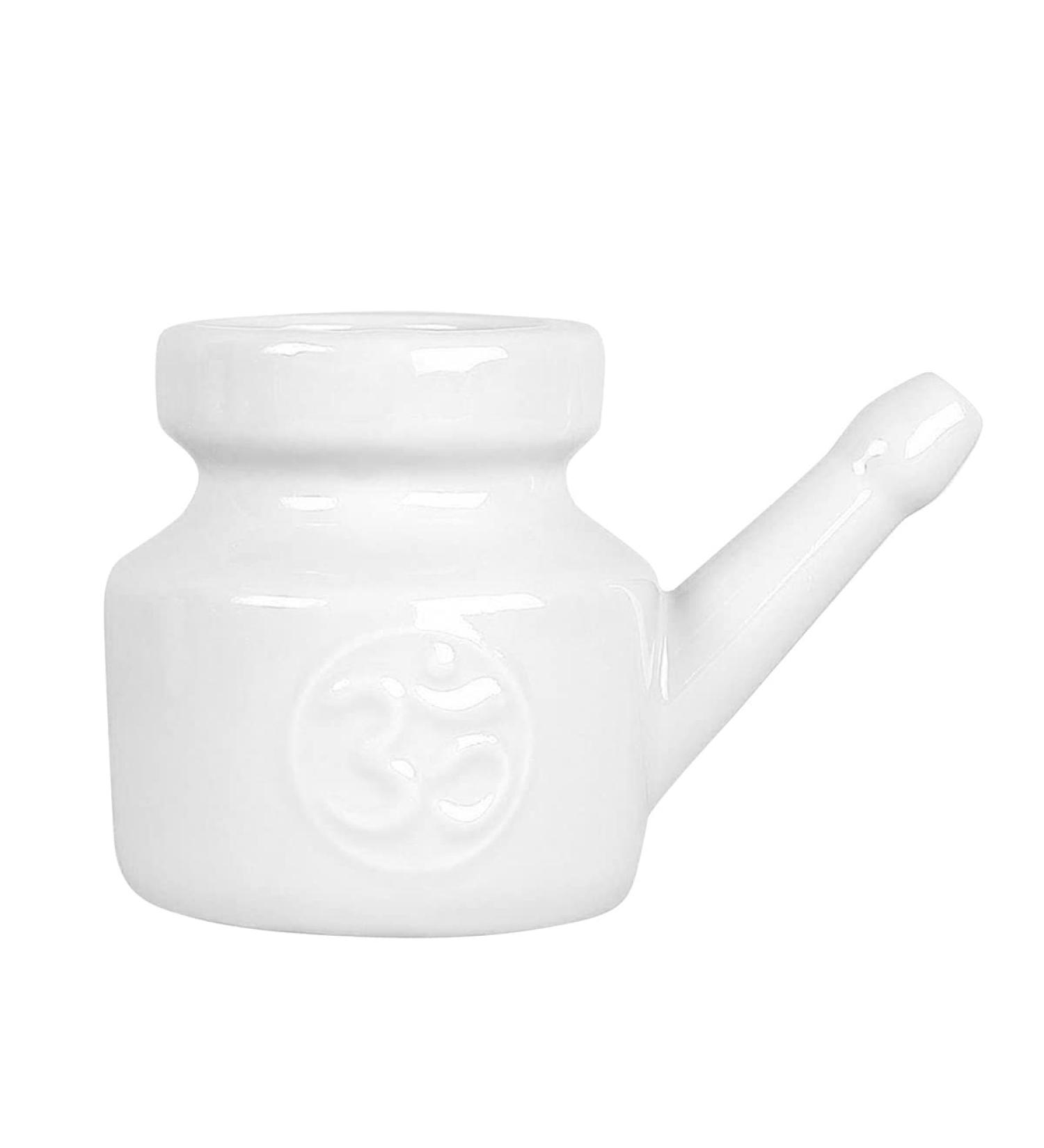 yuoseg 350Ml Ceramic Neti Pot Nose Cleaning Pot Leakproof Spout Pot for Nasal Rinsing Nose Washing Men Women White - Buy Online on GoSupps.com