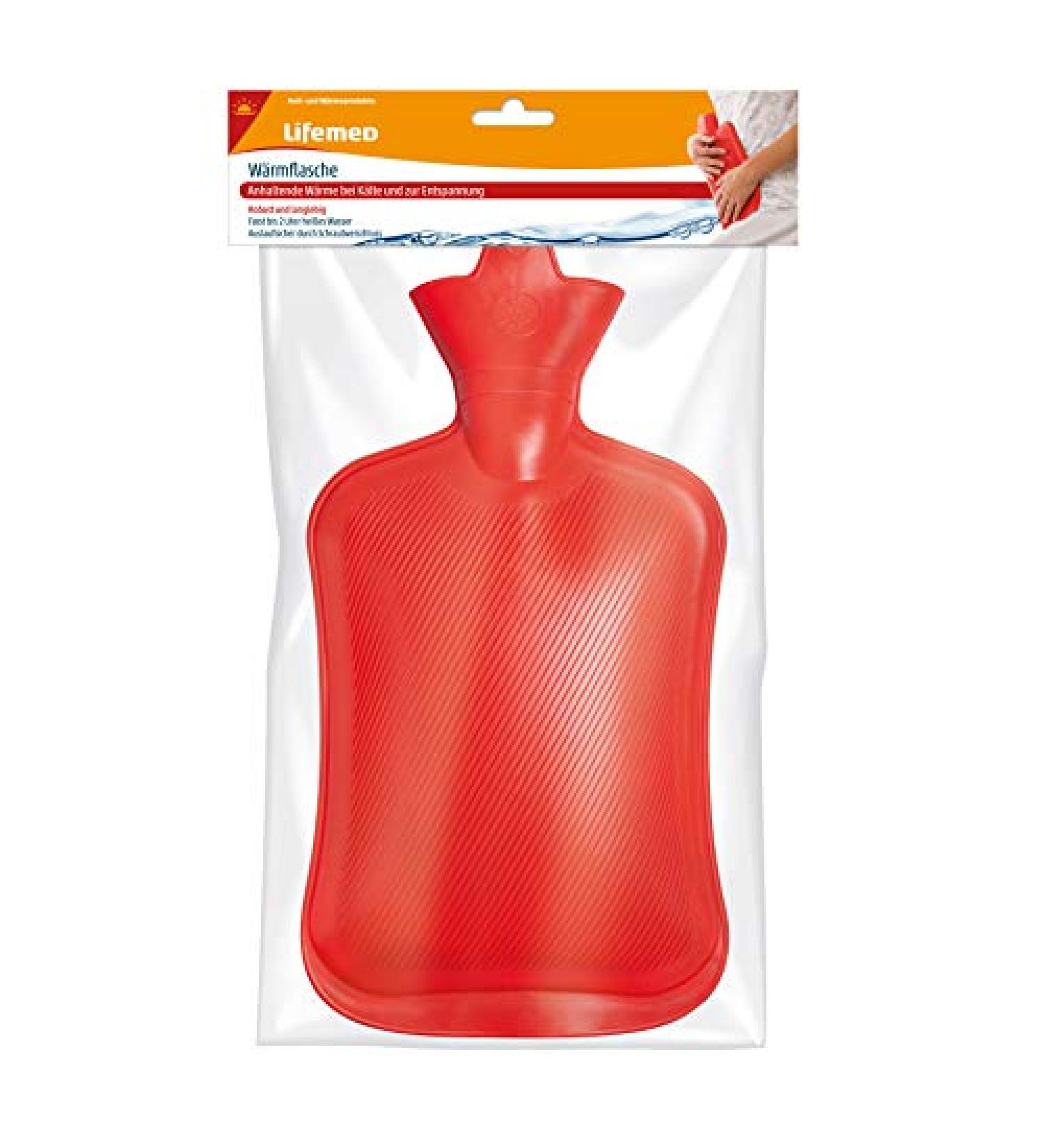 Lifemed Hot Water Bottle 2L | 32.5cm x 20.3cm Red | Screw Cap | Comfortable & Safe Heating for Home & Travel - Buy Online on GoSupps.com