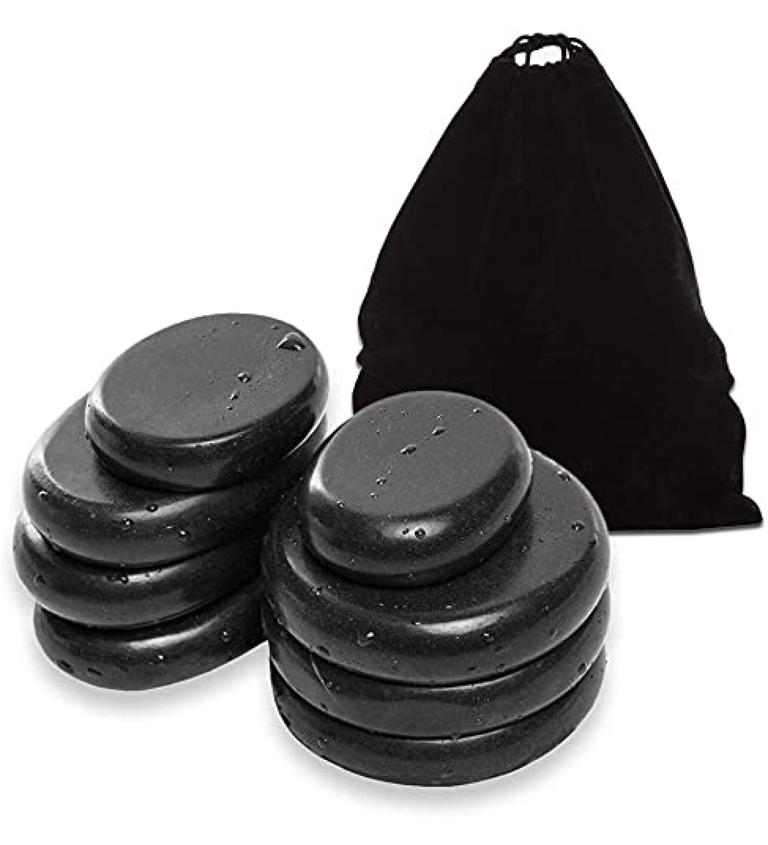 Bacaby 8Pcs Large Basalt Hot Stones Set for Professional or Home Spa - Relaxing, Healing, Pain Relief - Buy Online on GoSupps.com