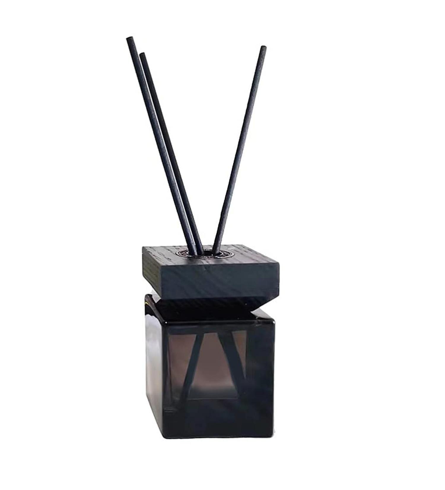 Buy Fomiyes 100ml Room Fragrance Glass Diffuser - Black Aroma Diffuser with Wooden Lid & Reed Sticks for Home Aromatherapy - Buy Online on GoSupps.com