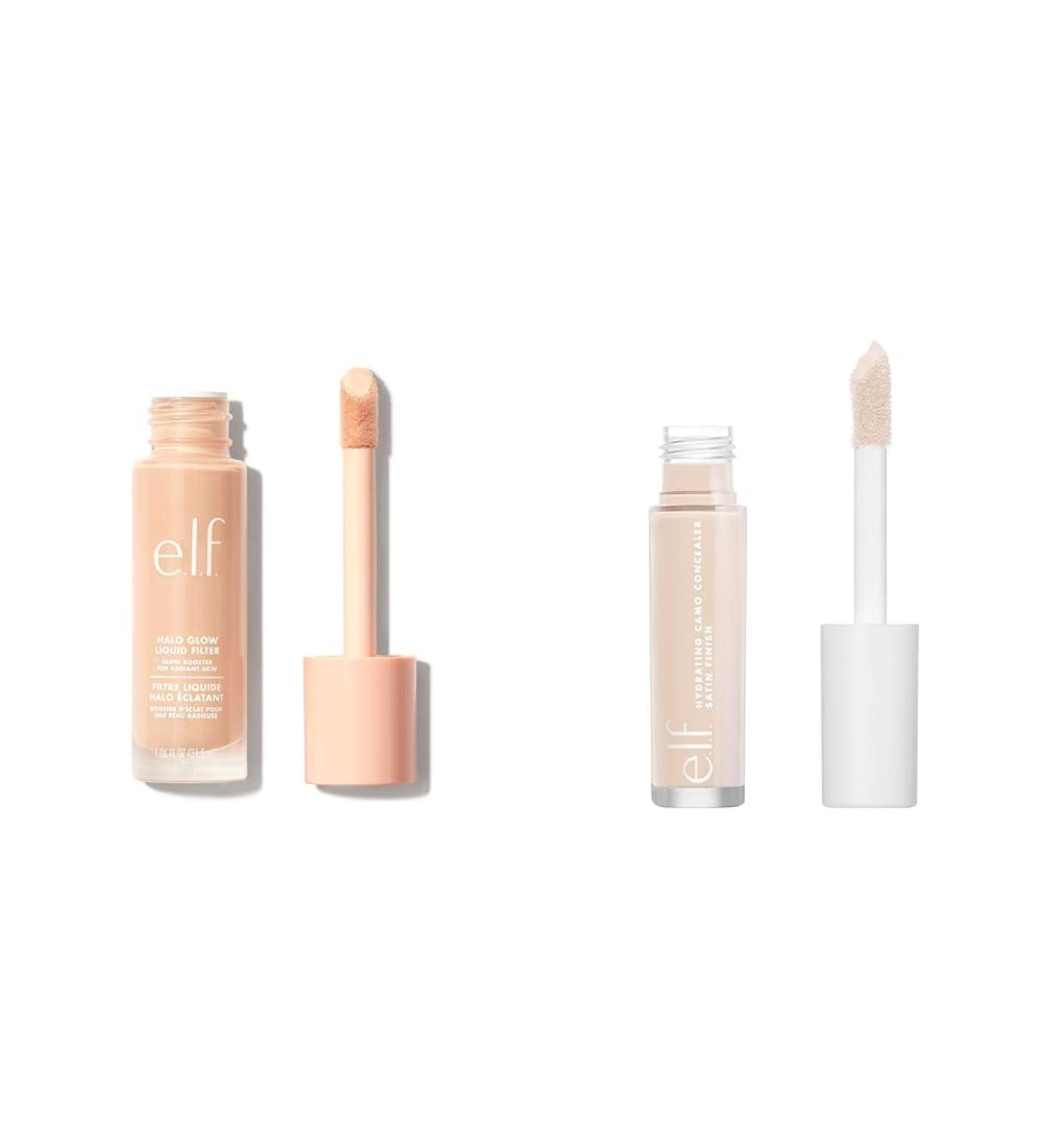 e.l.f. Halo Glow Liquid Filter Complexion Booster For A Glowing Soft-Focus Look & Cosmetics Hydrating Satin Camo Concealer - Fair Rose 0.203 Fluid Ounces - Buy Online on GoSupps.com