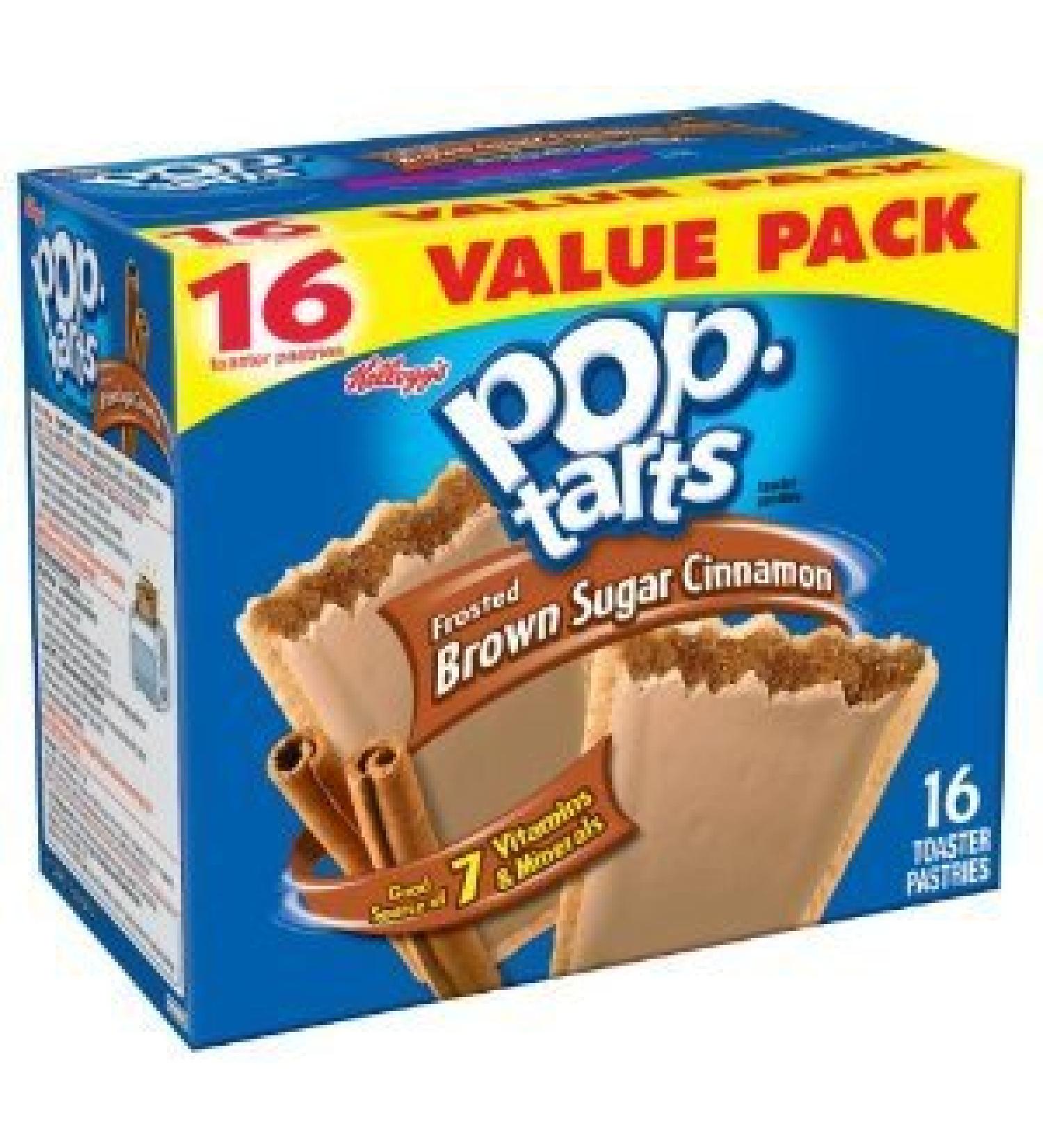 Kellogg's, Pop-Tarts, Frosted Brown Sugar Cinnamon, 16 Count, 33.6oz Box (Pack of 2)