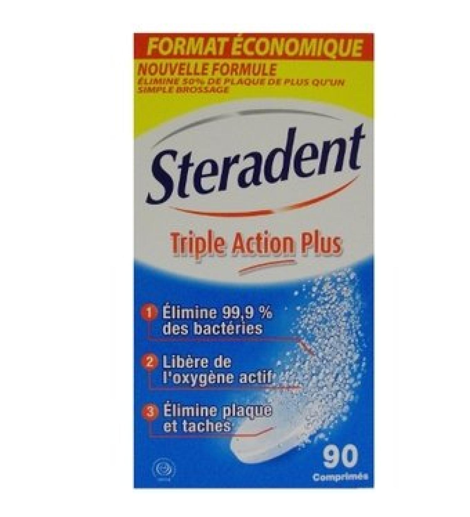 STERADENT St radent Nettoyant Triple Action - 90 comprim s