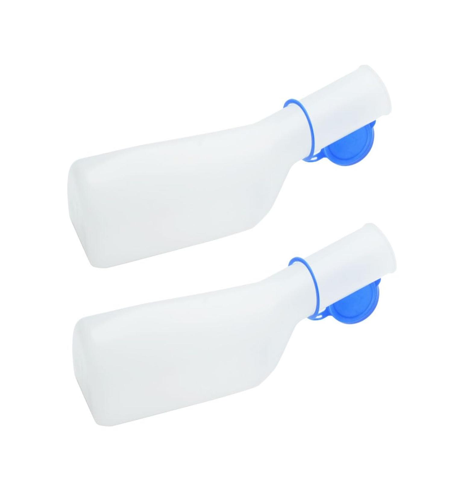 Urinal bottle for men 1000 ml autoclavable | 2 pieces reusable washable urinal 1 L measuring lines with lid
