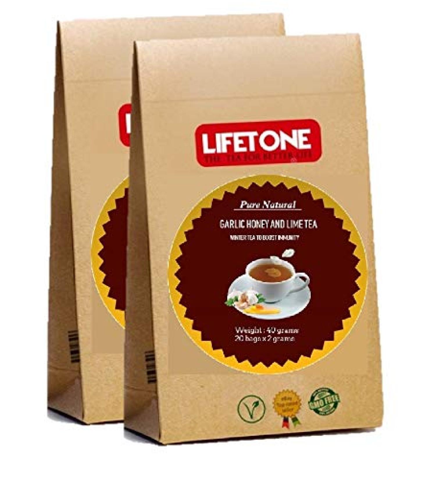 lifetone the tea for better life Honey Lime Garlic Tea | Delicious Immunity Booster | Aid digestion| 40 Teabags | Detox tea